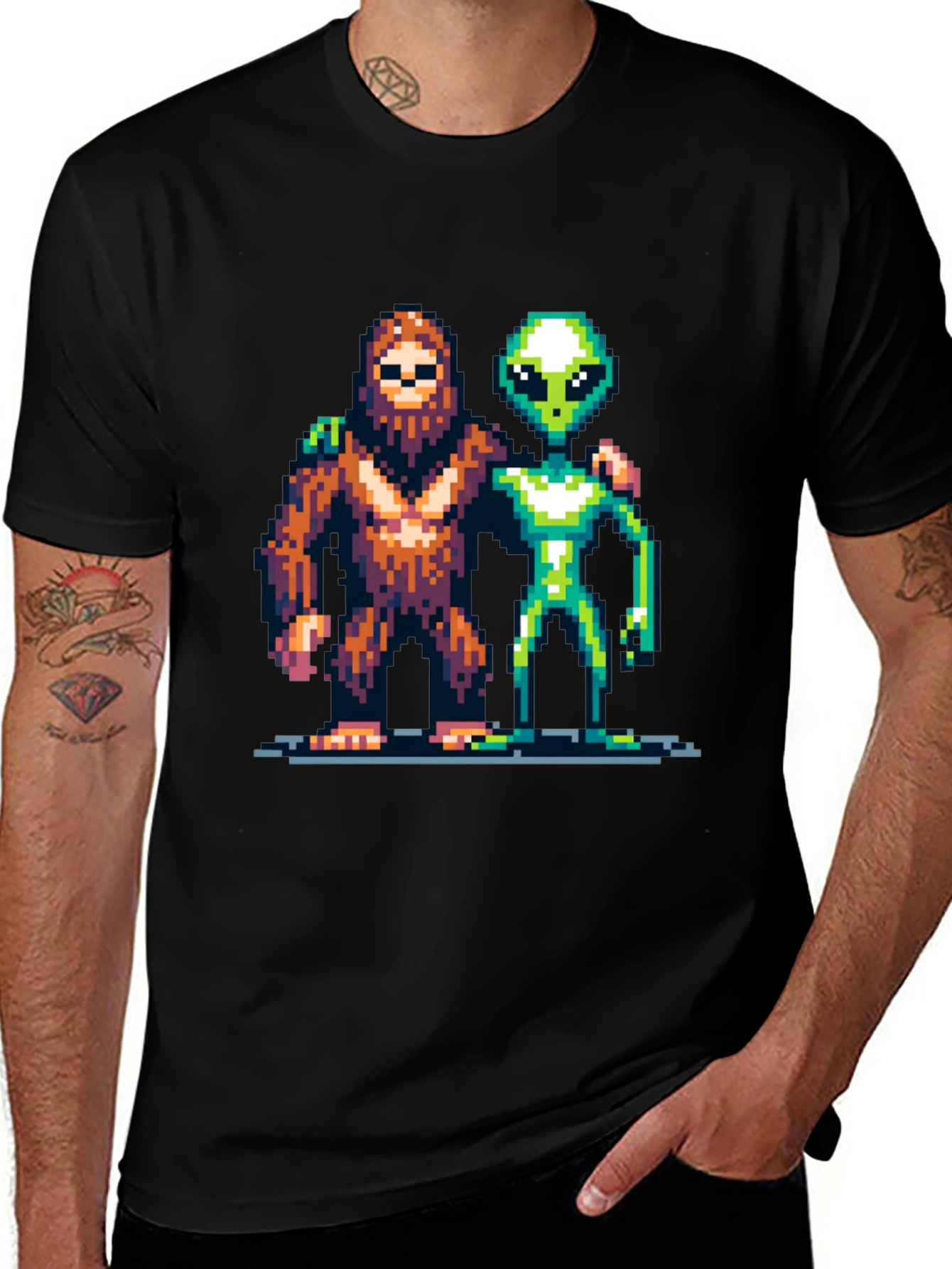 Variant 7 of Pixel Bigfoot & Alien T-Shirt