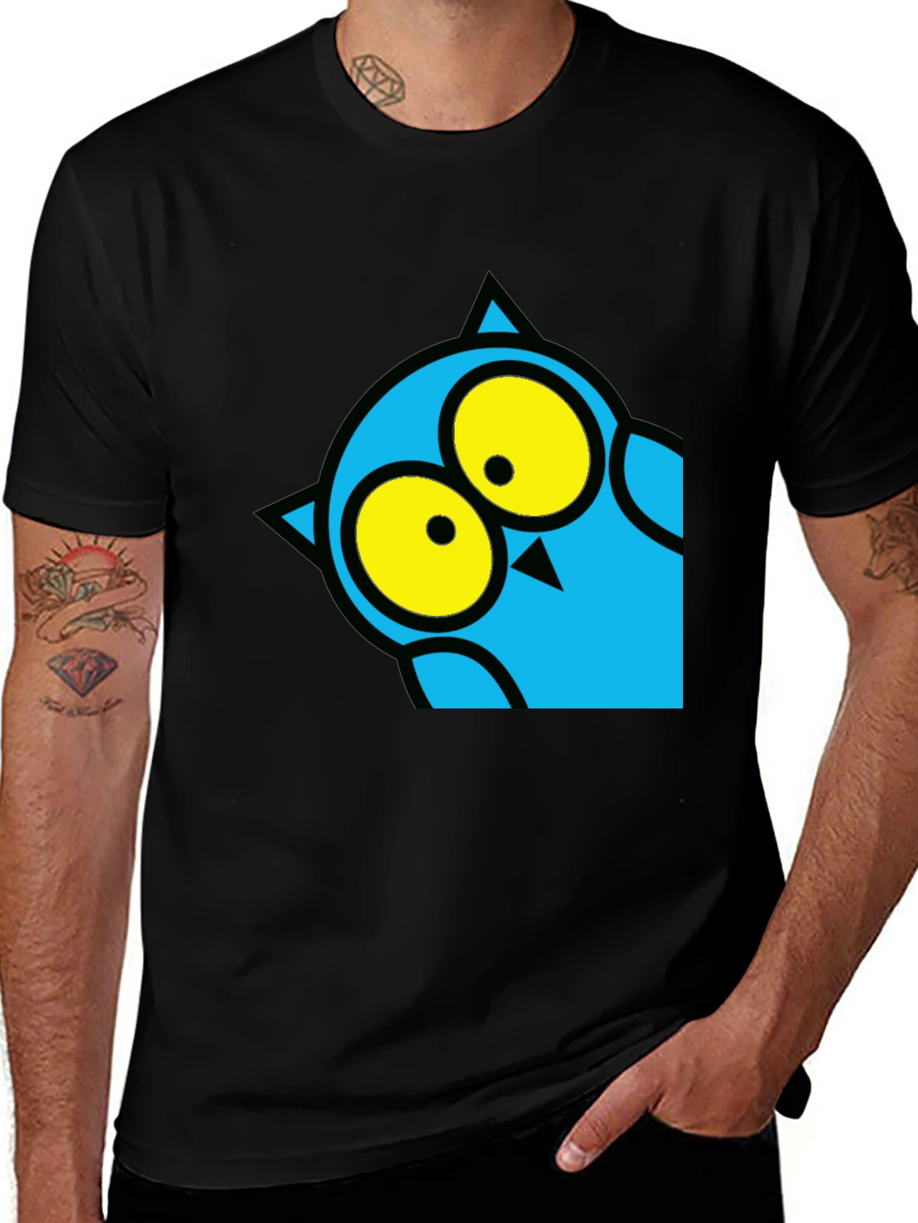 Variant 20 of Cool Owl Graphic Black T-Shirt