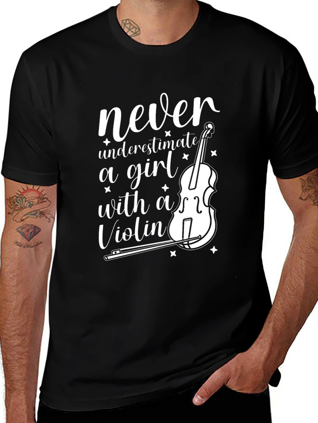 Variant 11 of Never Underestimate a Girl with a Violin T-Shirt