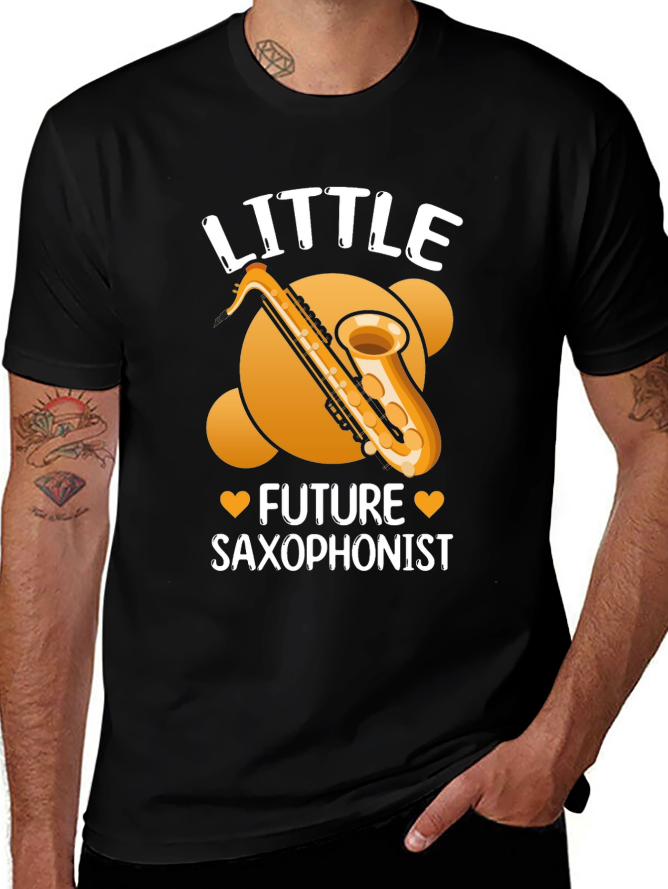 Variant 7 of Little Future Saxophonist Black T-Shirt