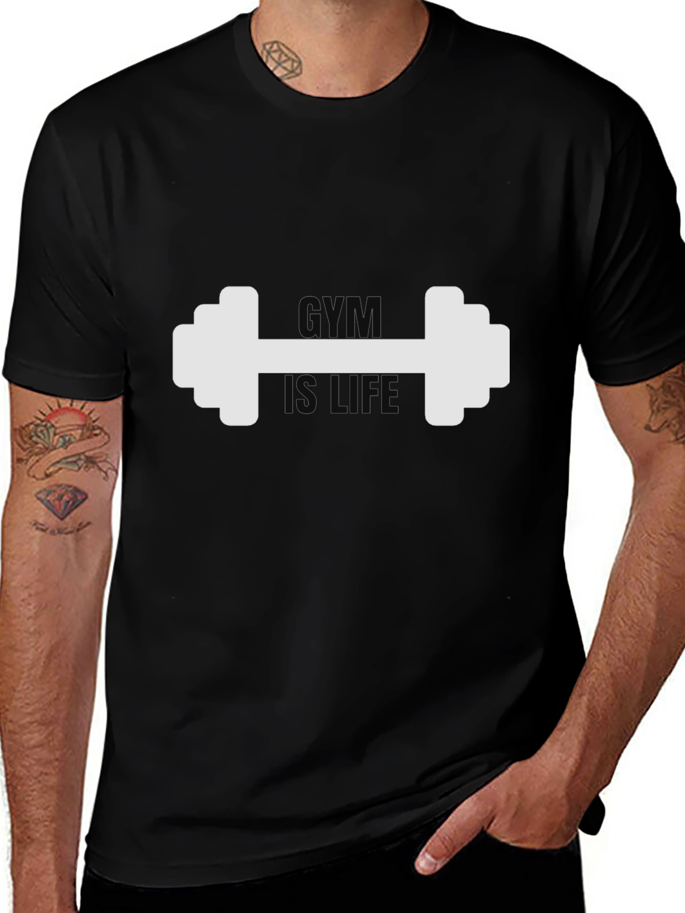 Variant 27 of Gym Is Life Men's Black Graphic Tee