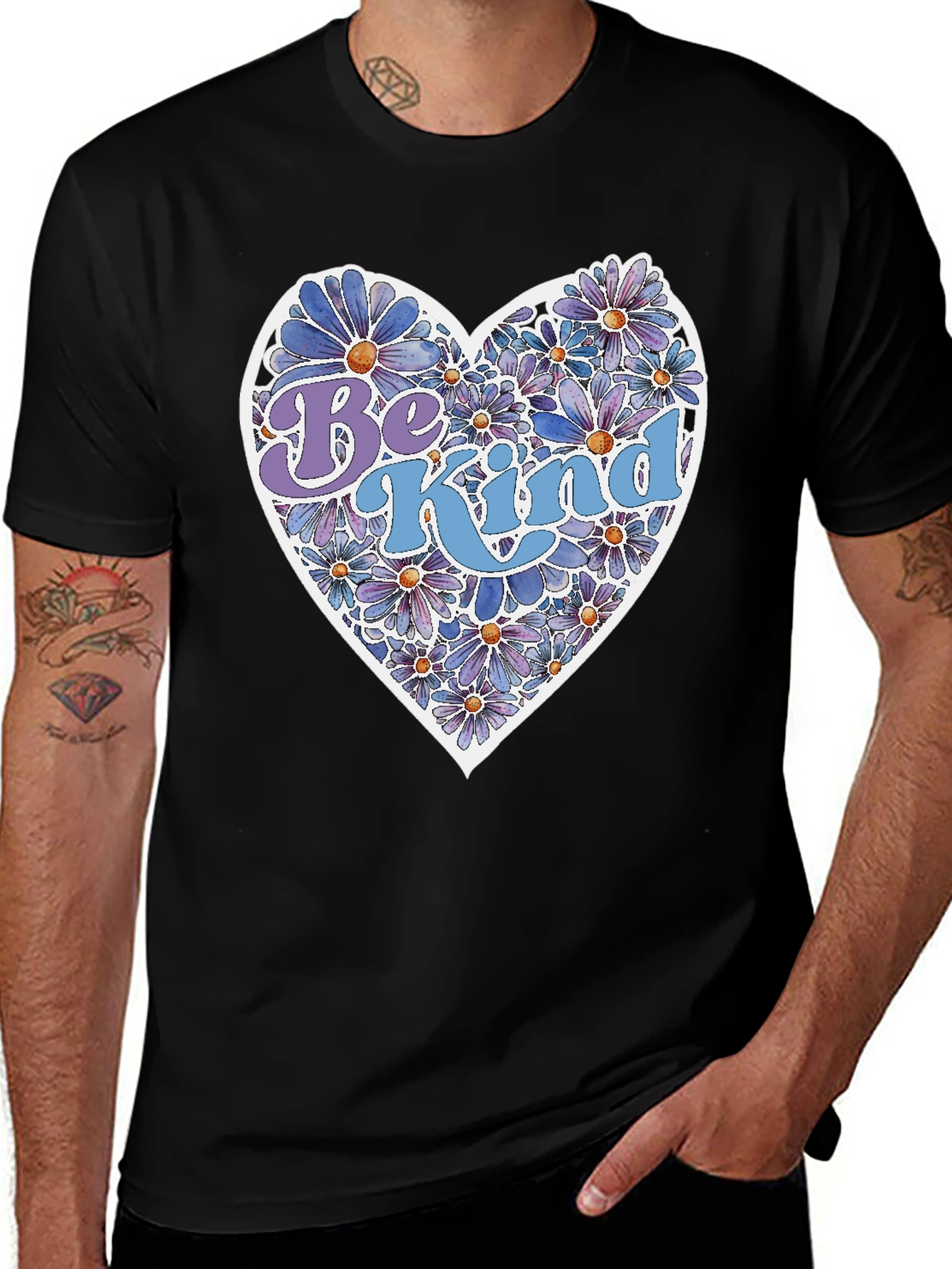 Variant 14 of Be Kind Floral Heart Graphic Tee - Unisex