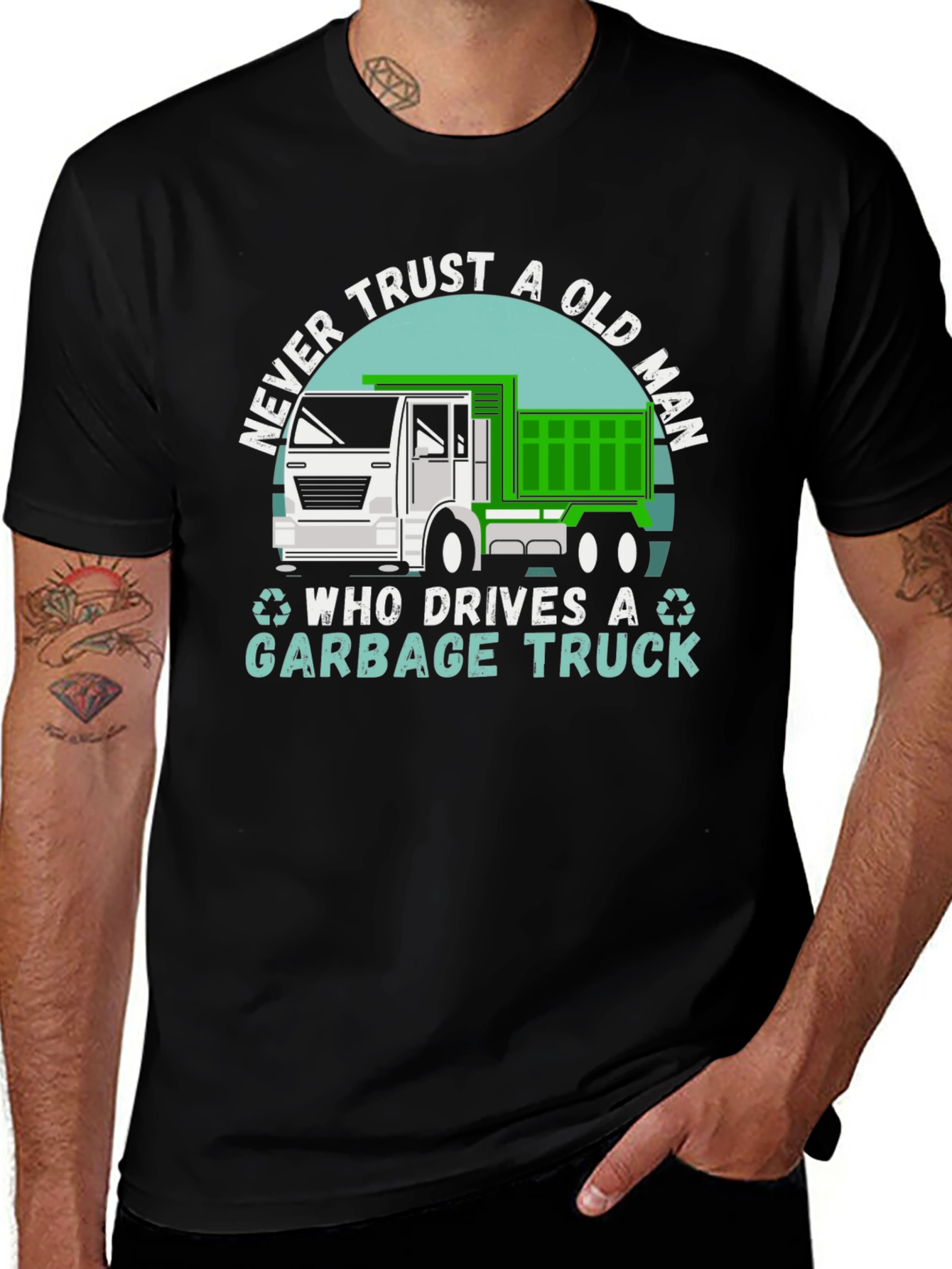 Variant 7 of Funny Old Man Garbage Truck Driver T-Shirt
