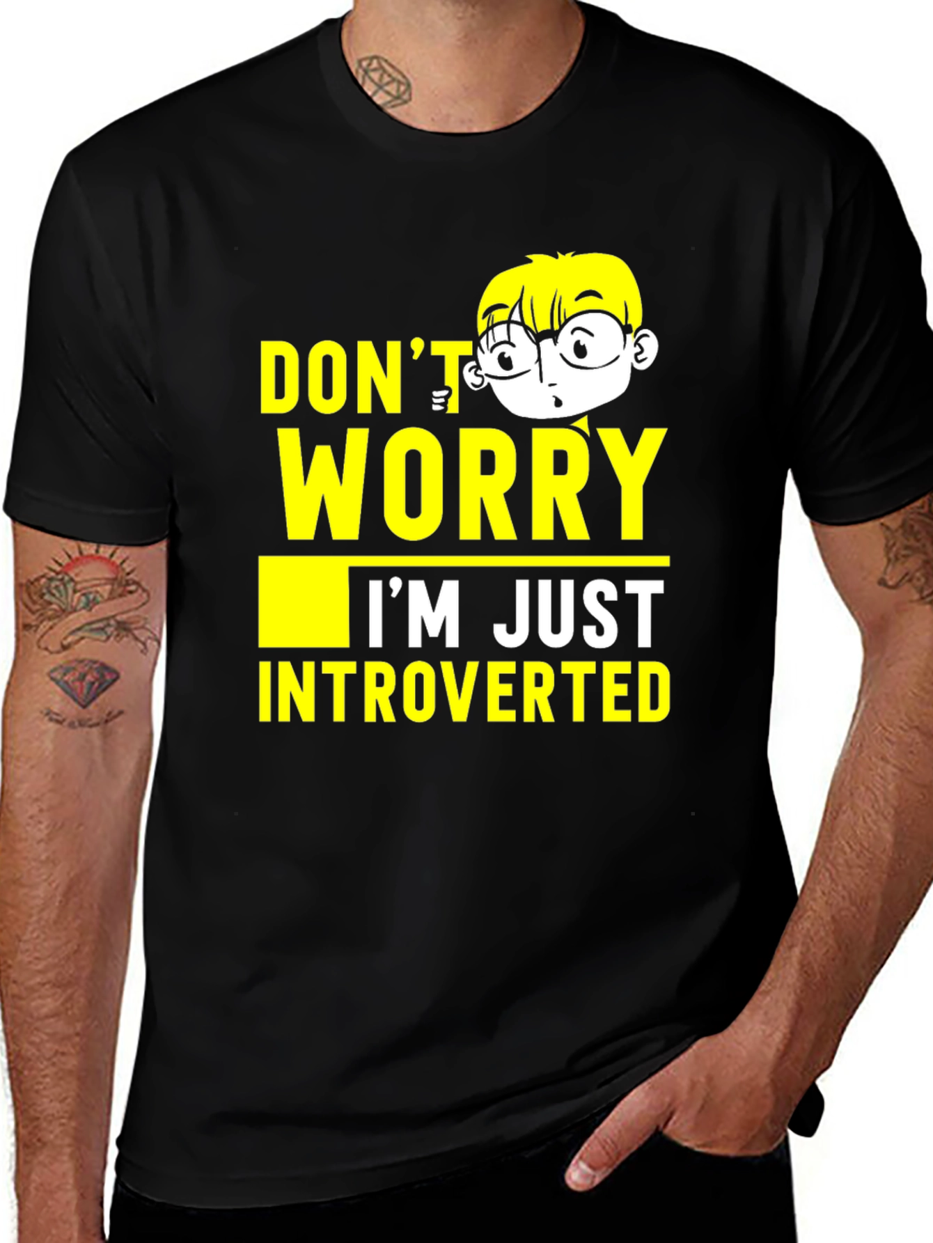 Variant 14 of Introverted Cartoon Character Graphic T-Shirt