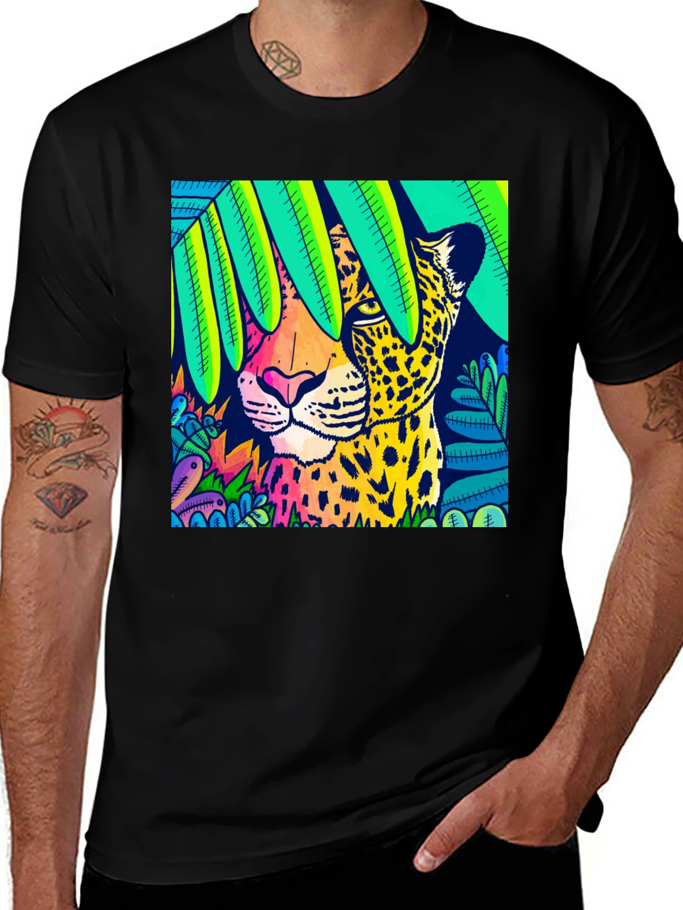 Variant 15 of Vibrant Leopard Graphic Tee - Jungle Style