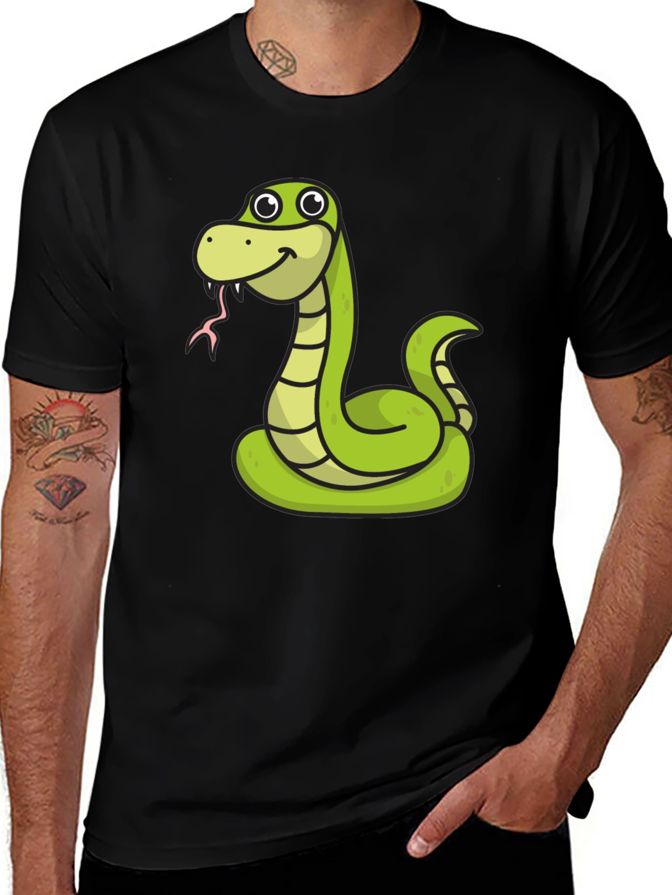 Black Snake Cartoon Graphic Tee main image