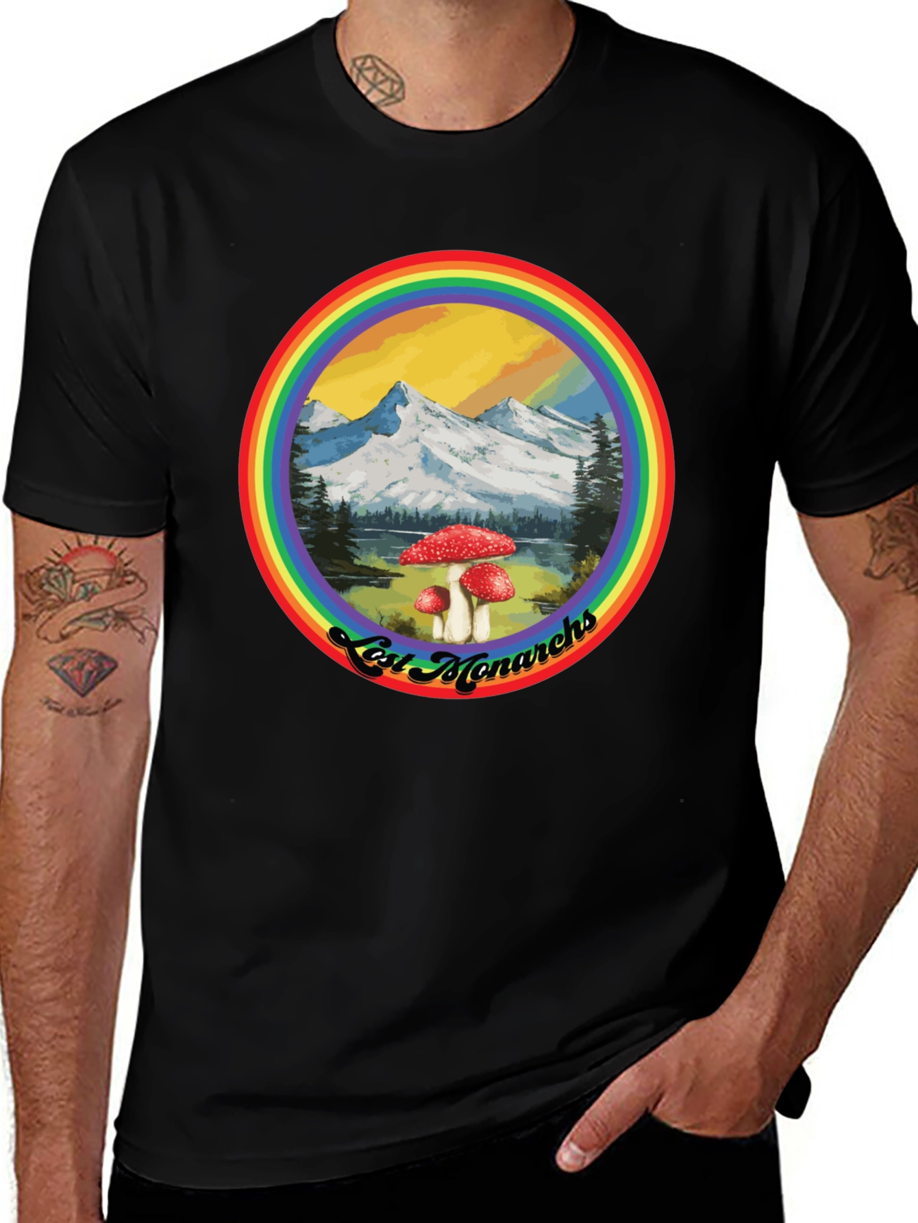 Variant 4 of Lost Monarchs Rainbow Graphic Tee - Black