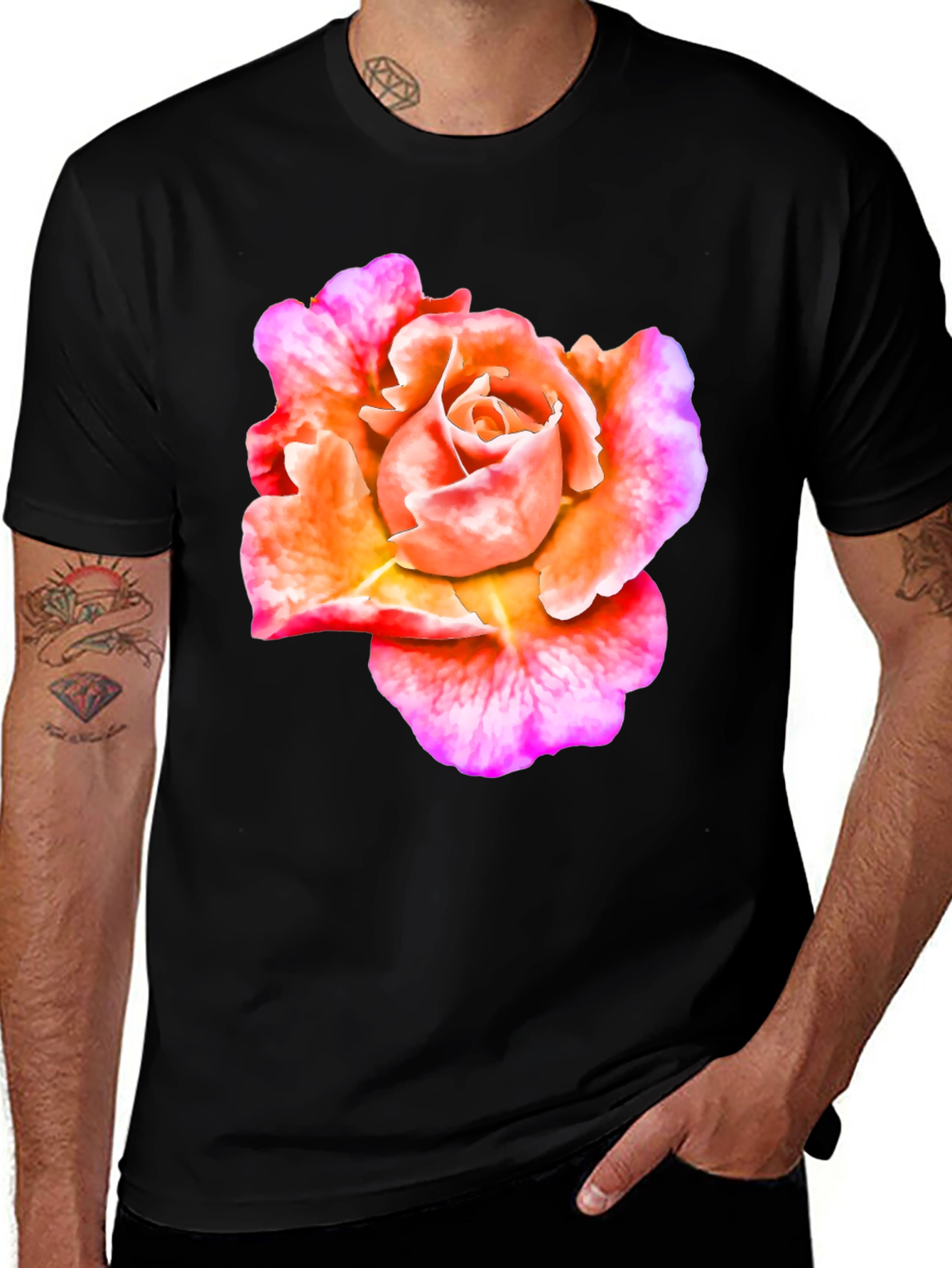 Variant 25 of Rose Graphic Black T-Shirt