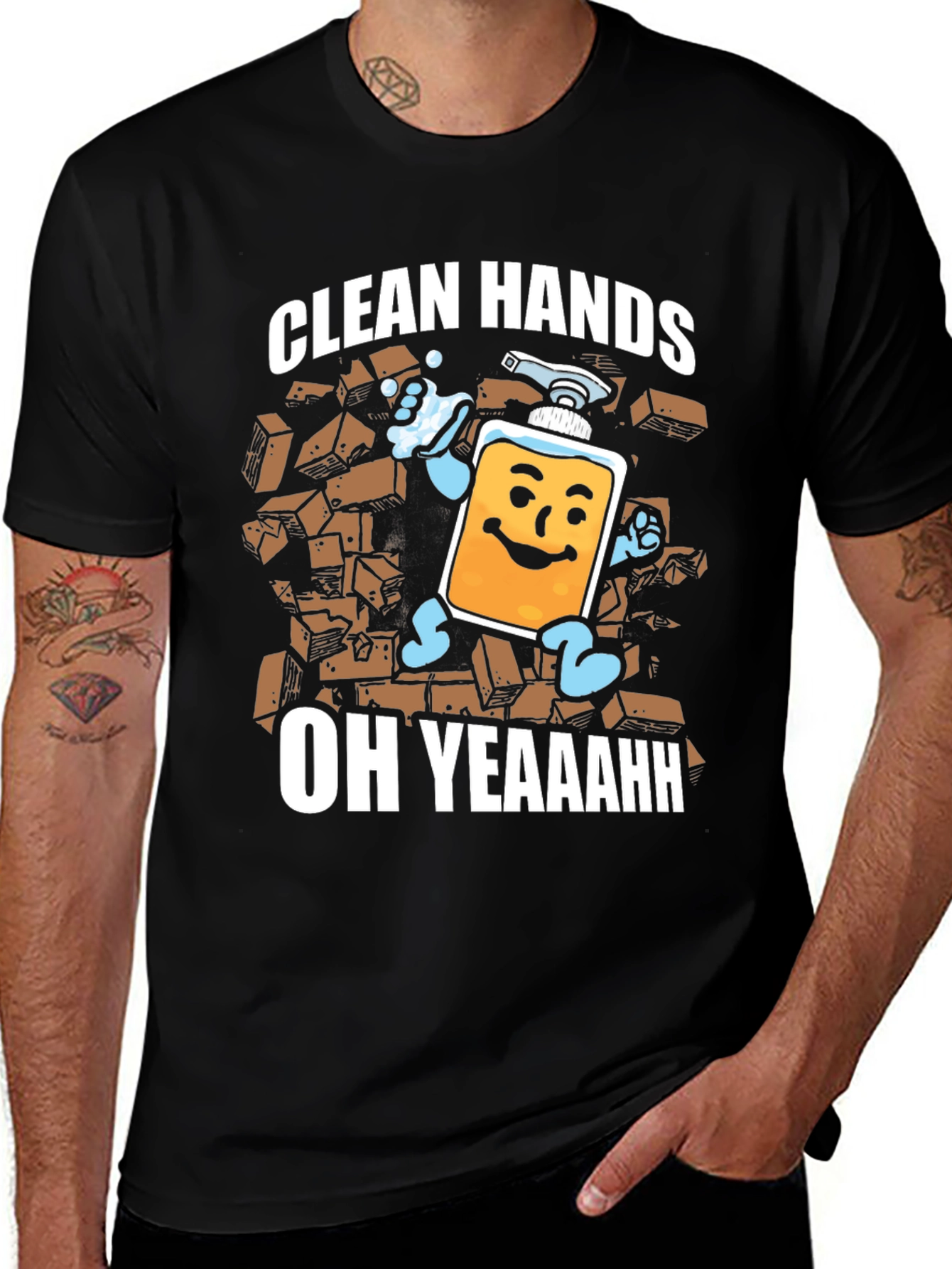 Variant 11 of Clean Hands T-shirt -  Hand Sanitizer Cartoon Design