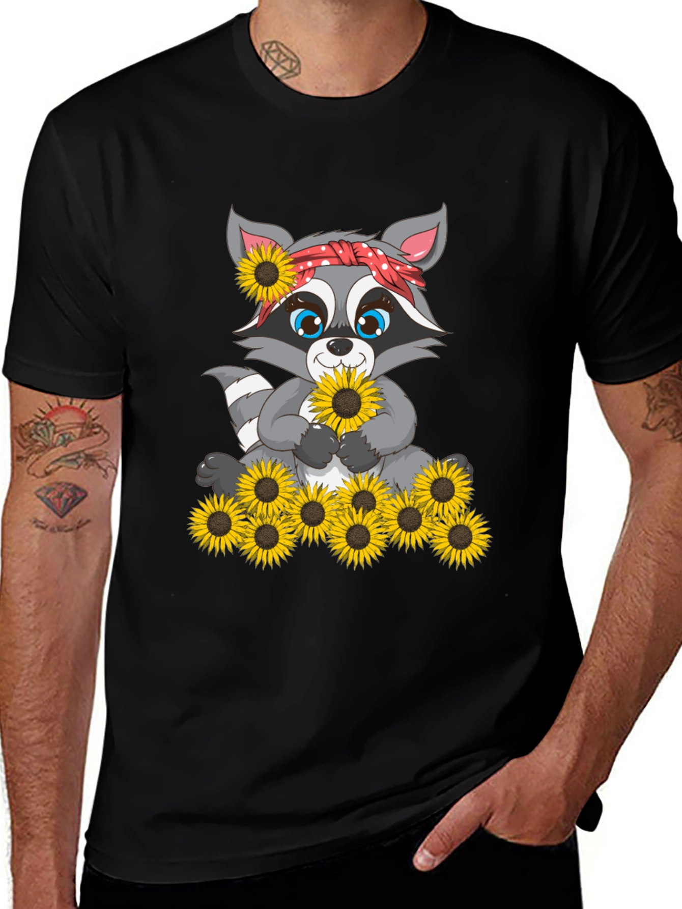 Variant 2 of Sunflower Raccoon Graphic Tee