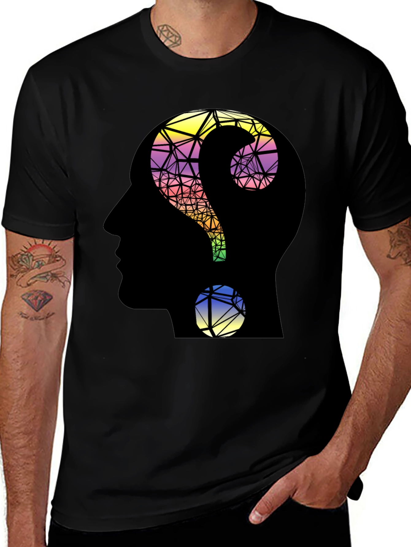 Variant 4 of Abstract Question Mark Head T-Shirt - Thoughtful Design
