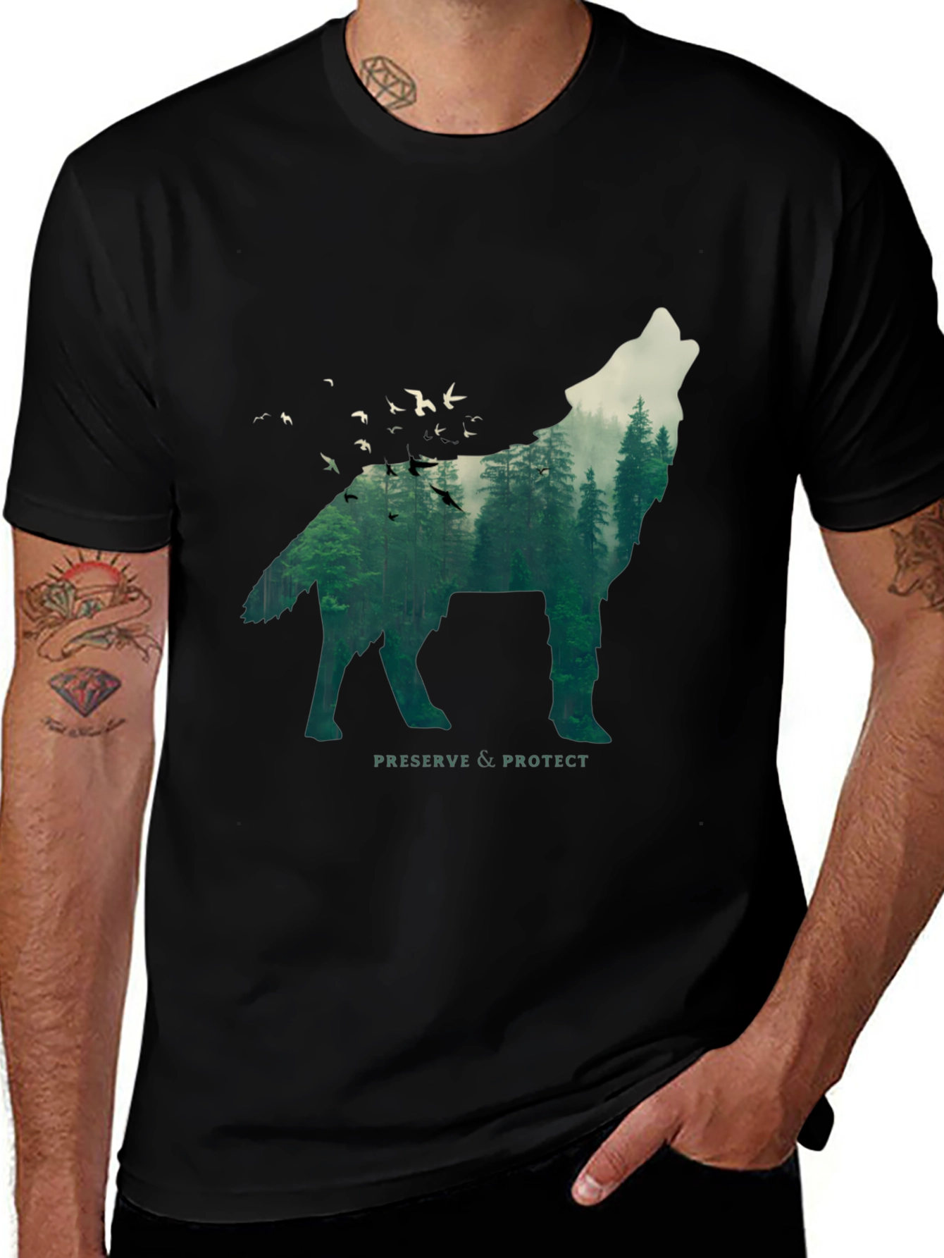 Variant 19 of Wolf & Forest Graphic Tee - Preserve & Protect