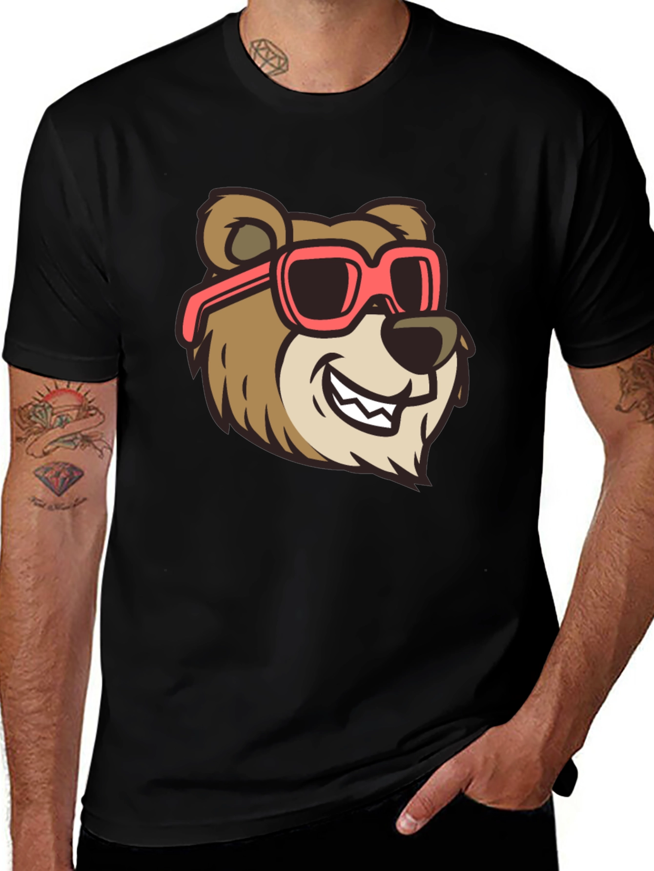 Variant 23 of Cool Bear Graphic Tee - Black Cotton T-Shirt