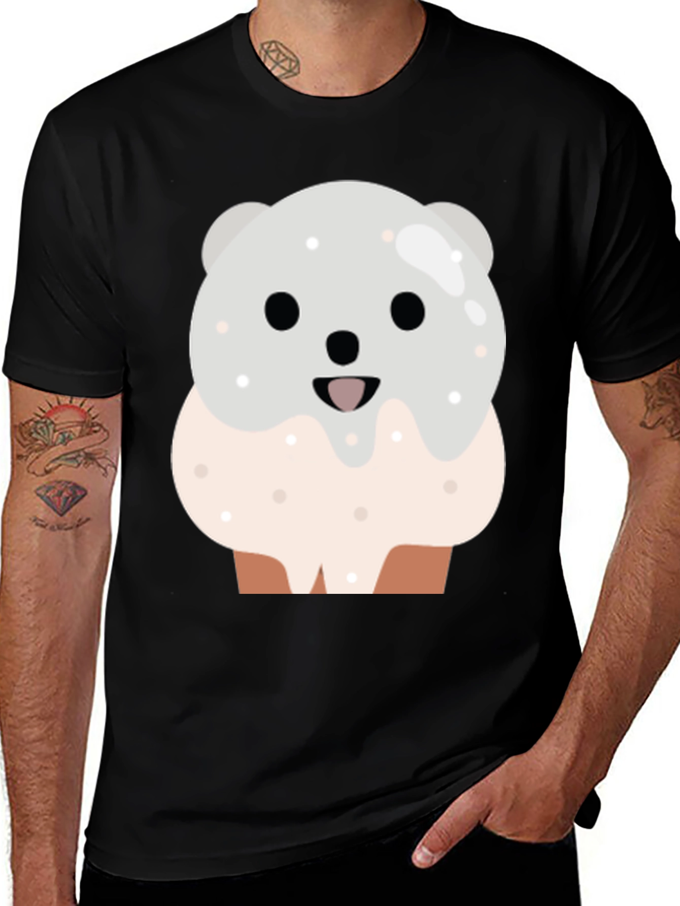 Variant 16 of Cute Bear Ice Cream Cone Graphic Tee - Soft Cotton T-Shirt