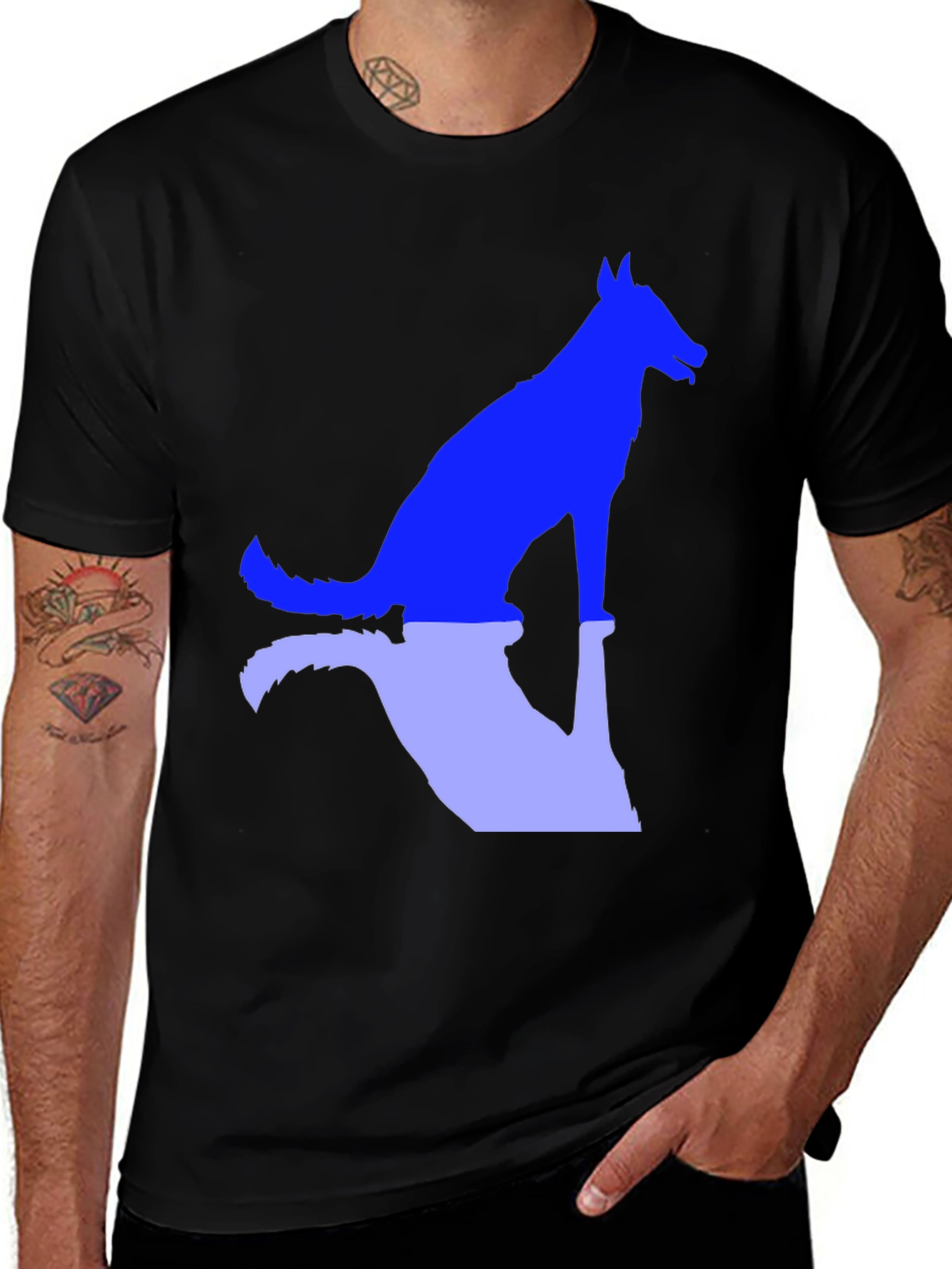 Variant 17 of Dog Silhouette Graphic Tee - Black