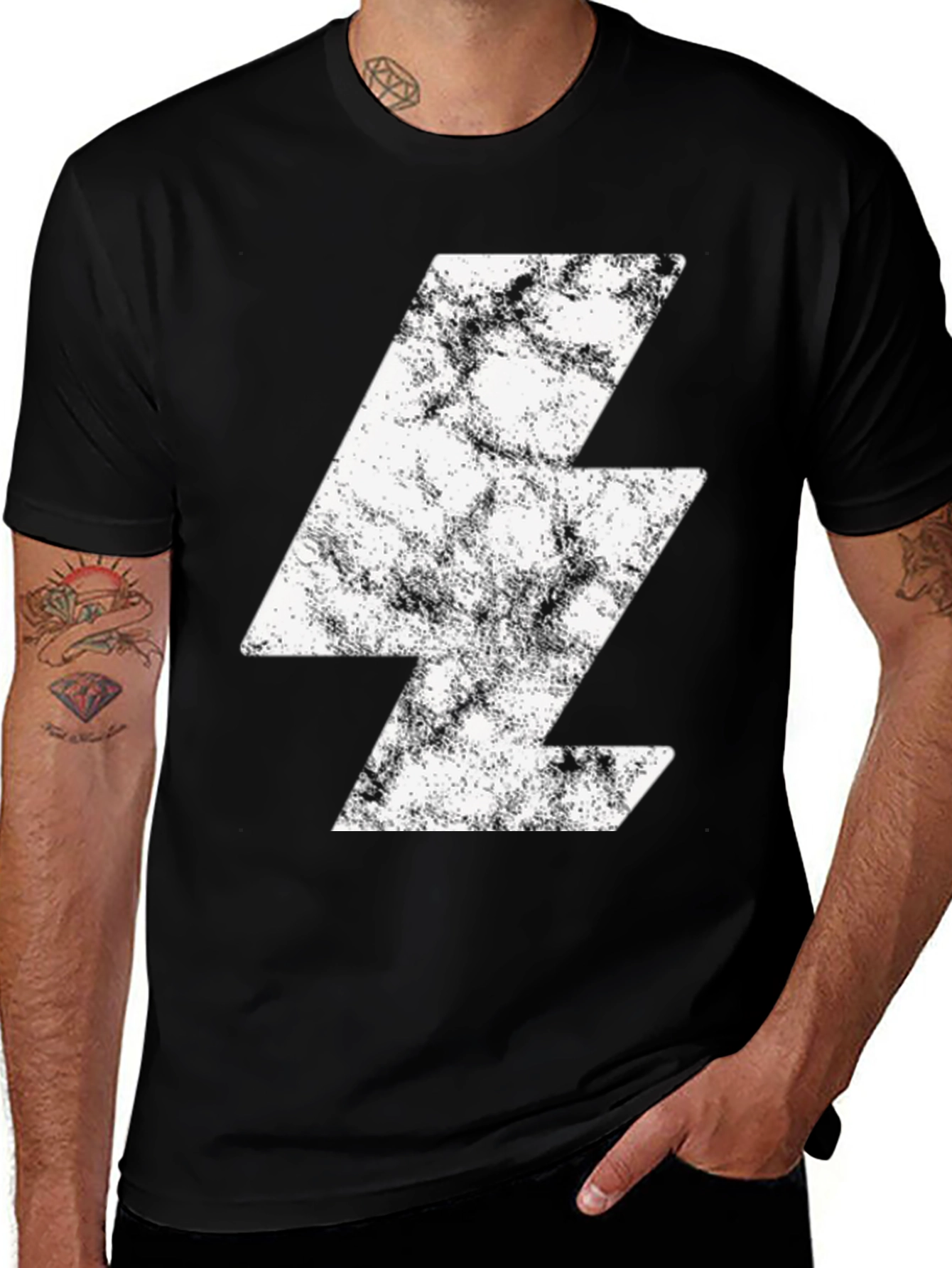 Variant 24 of Retro Lightning Bolt Graphic Tee - Black