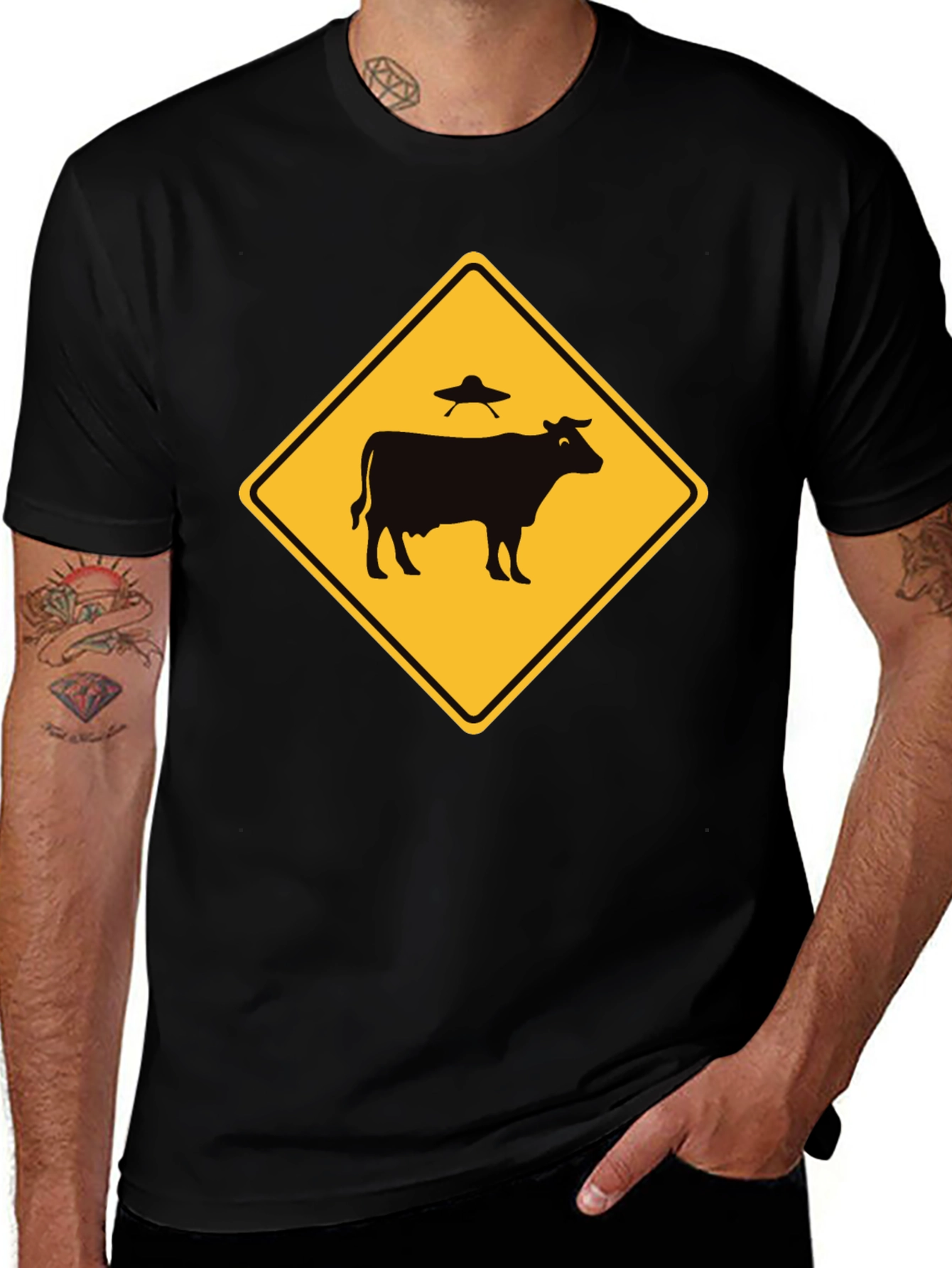 Variant 5 of Alien Cow Abduction T-Shirt - Funny UFO Tee