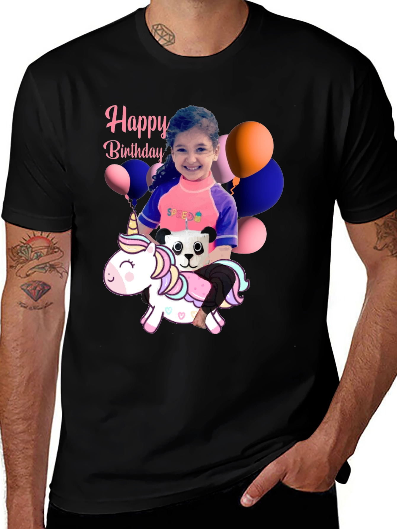 Personalized Birthday T-Shirt - Unicorn & Balloons