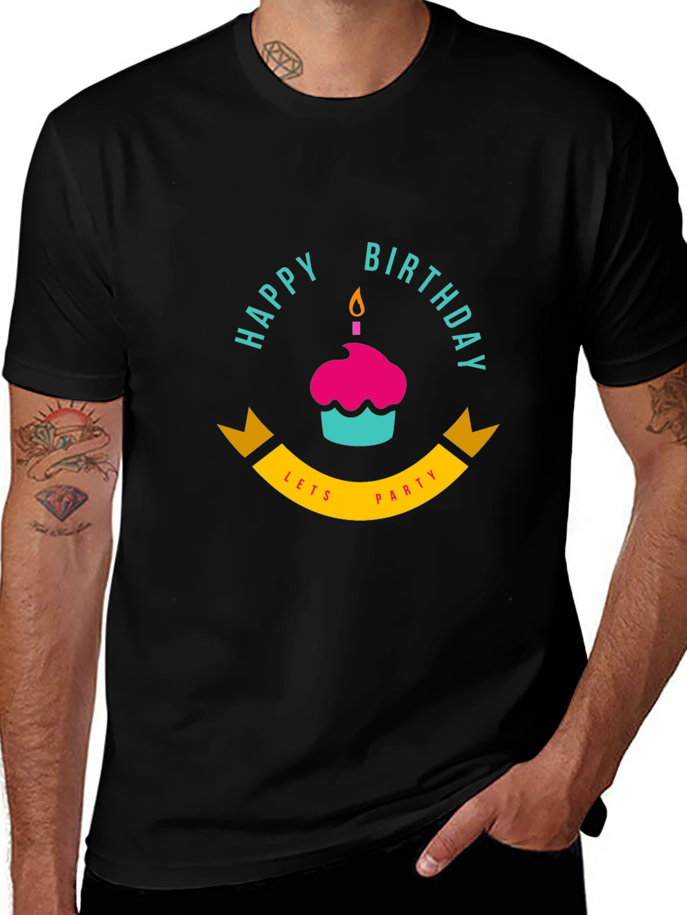 Variant 7 of Happy Birthday Let's Party Black T-Shirt