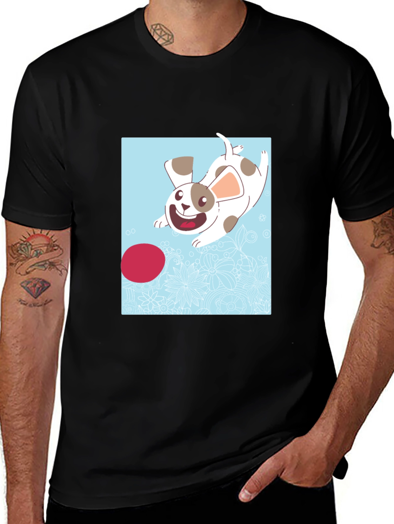 Variant 22 of Dog Play T-Shirt: Fun Cartoon Design