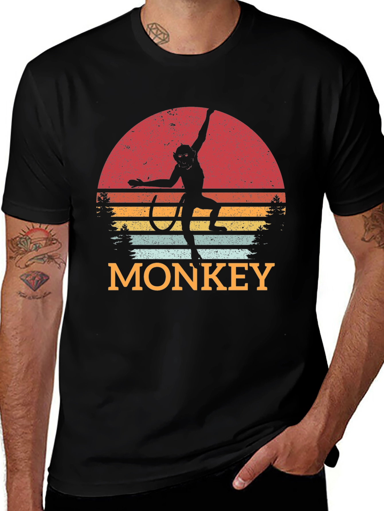 Variant 12 of Retro Monkey Silhouette T-Shirt - Vintage Design