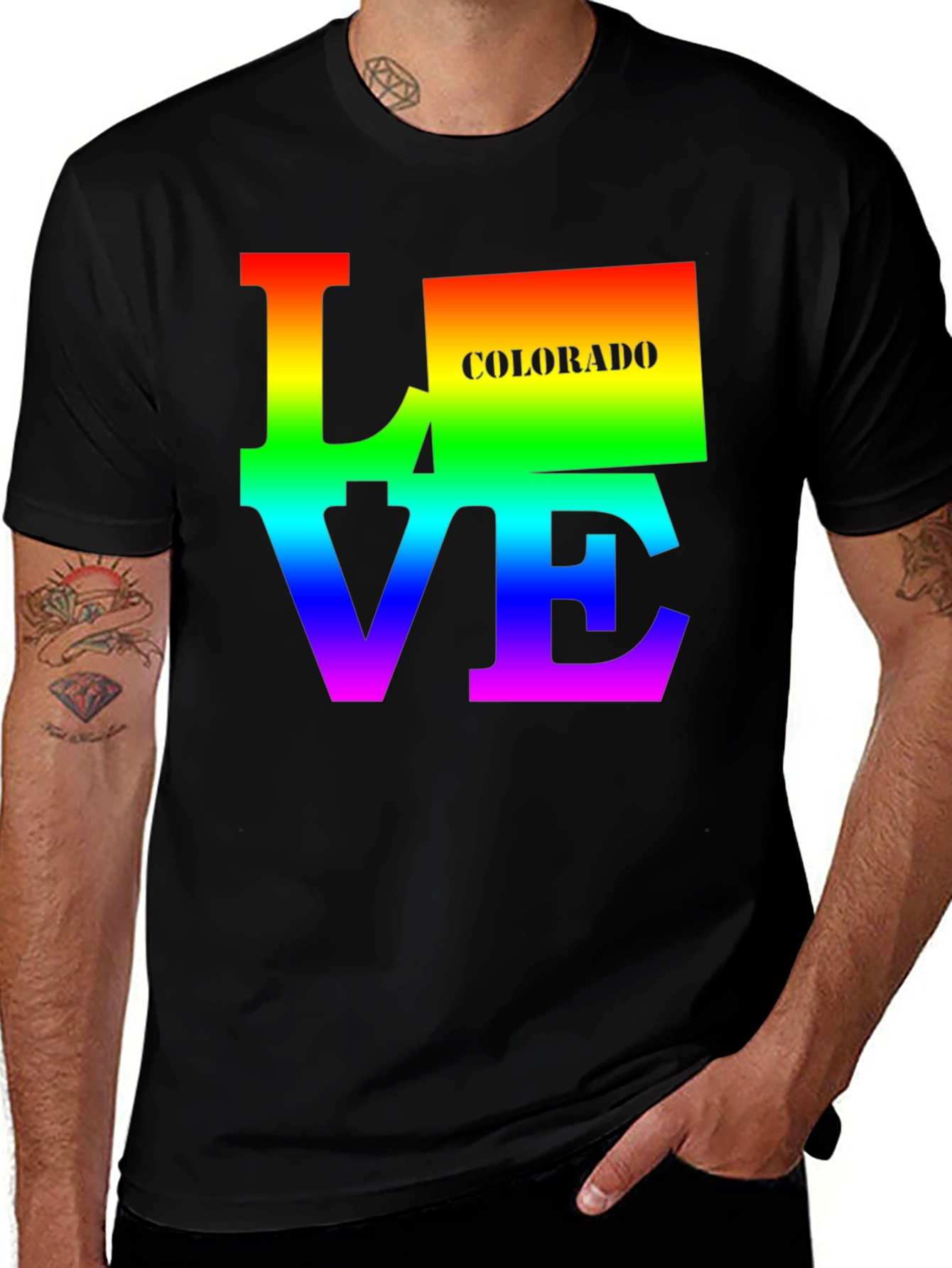 Variant 22 of Colorado Love Pride T-Shirt - Rainbow Graphic Tee