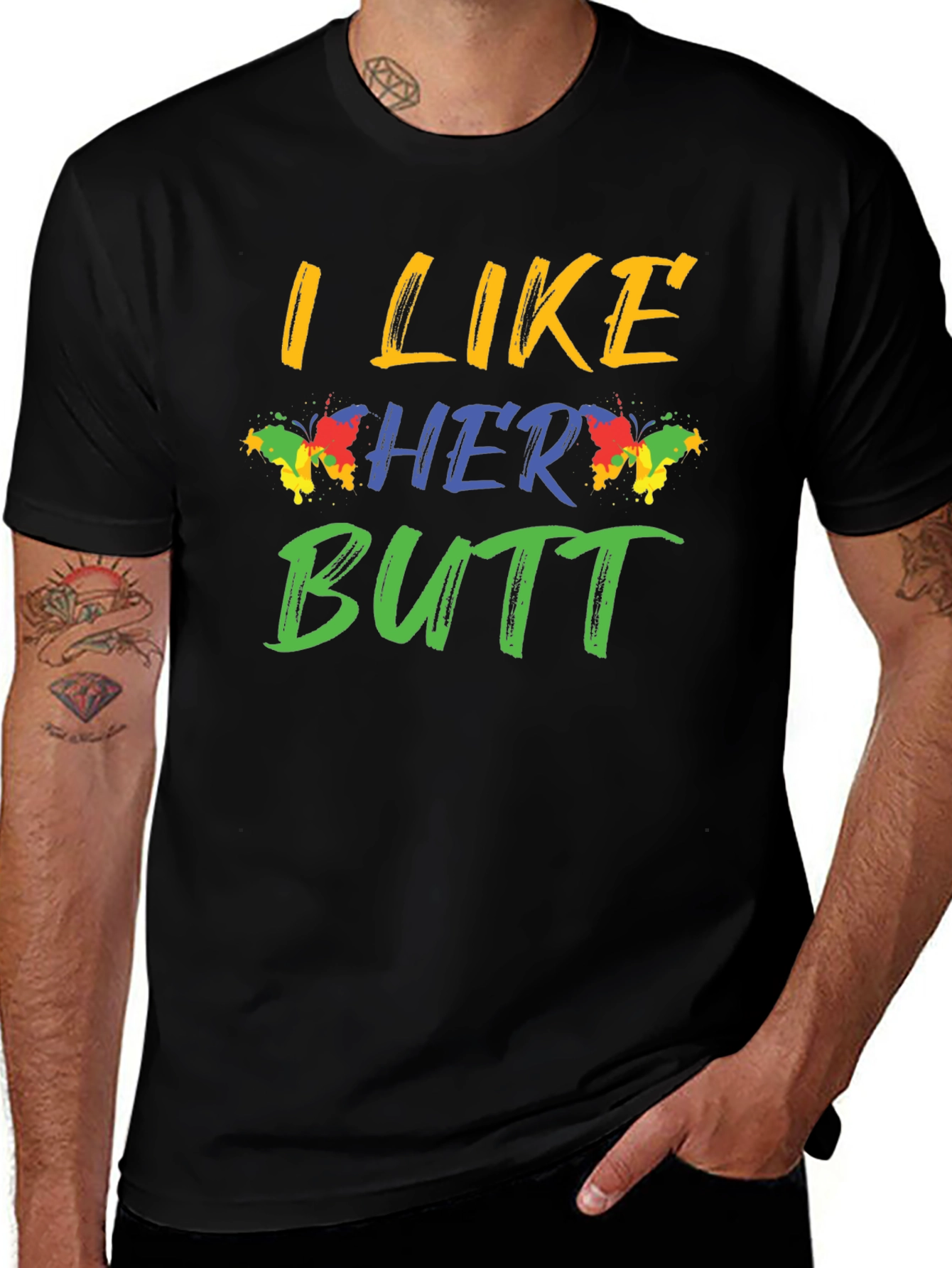 Variant 21 of I Like Her Butt Graphic Tee - Novelty Humor T-Shirt