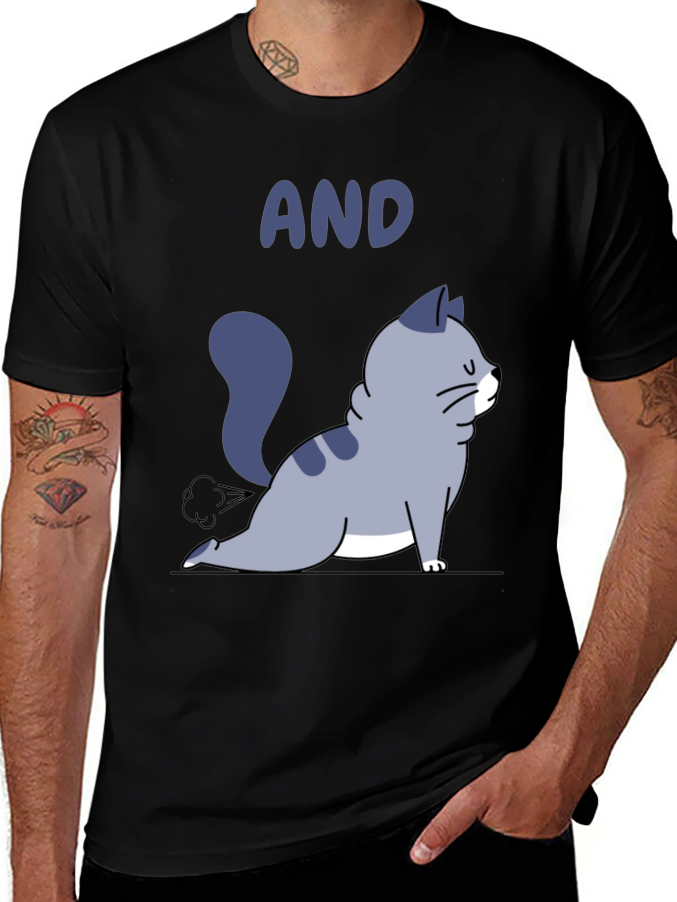 Black Farting Cat Tee - Funny Graphic T-Shirt for Cat Lovers main image