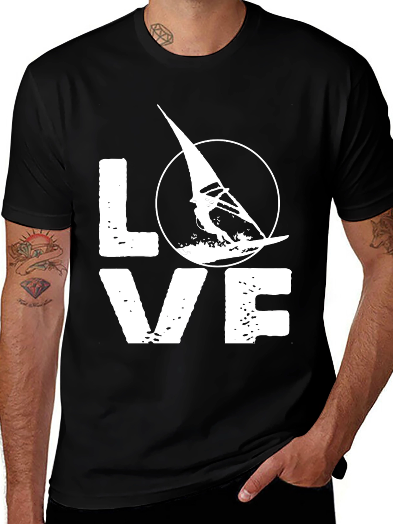 Variant 17 of Love Windsurfing T-Shirt - Black