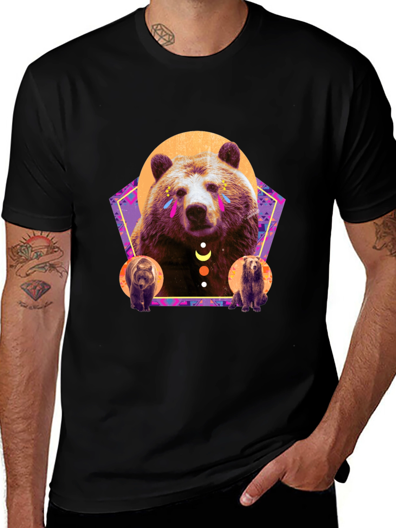 Variant 10 of Bear Graphic T-Shirt - Stylish Men's Black Tee