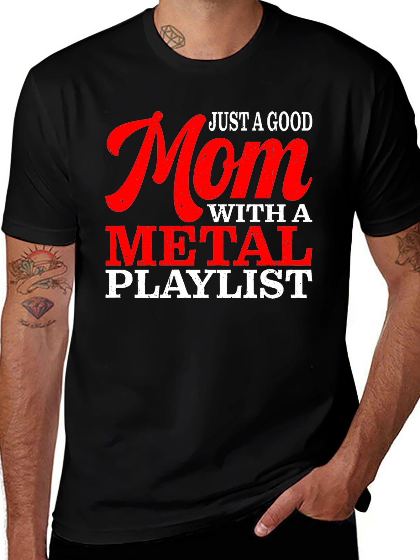 Variant 19 of Just a Good Mom with a Metal Playlist T-Shirt