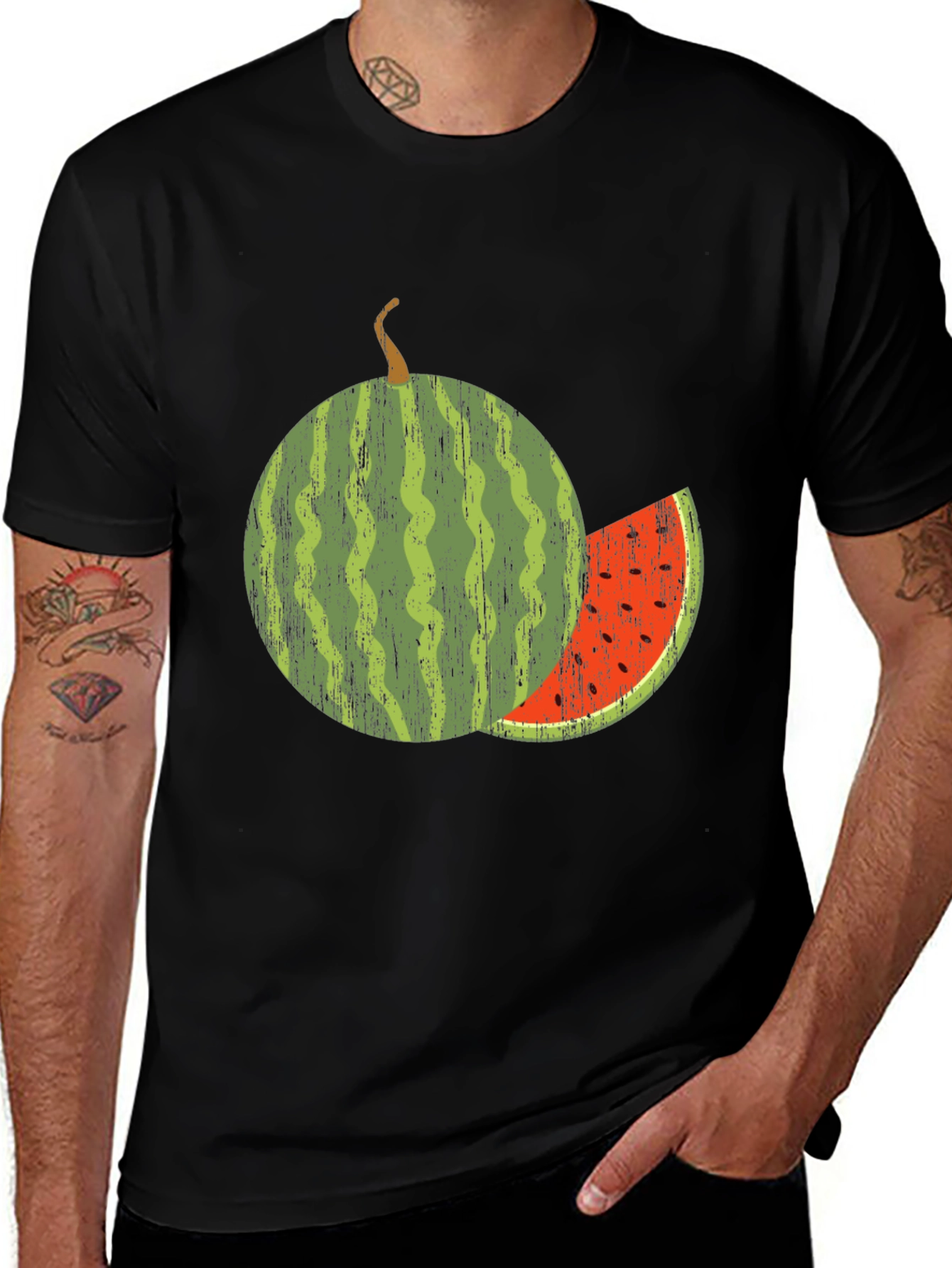 Variant 4 of Watermelon Graphic Tee - Black Cotton Blend Shirt