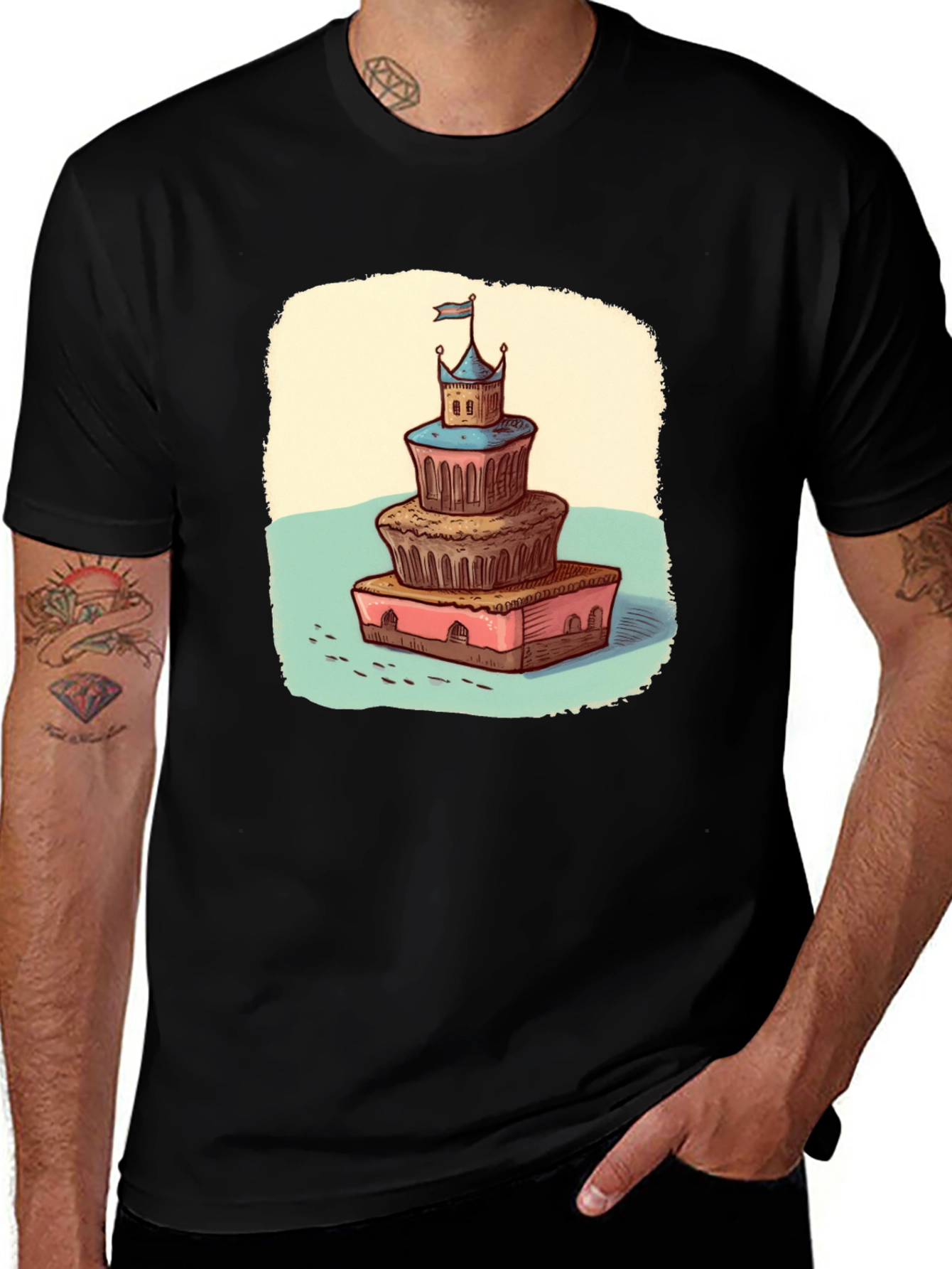 Variant 21 of Castle Cake Tee - Whimsical Dessert Graphic