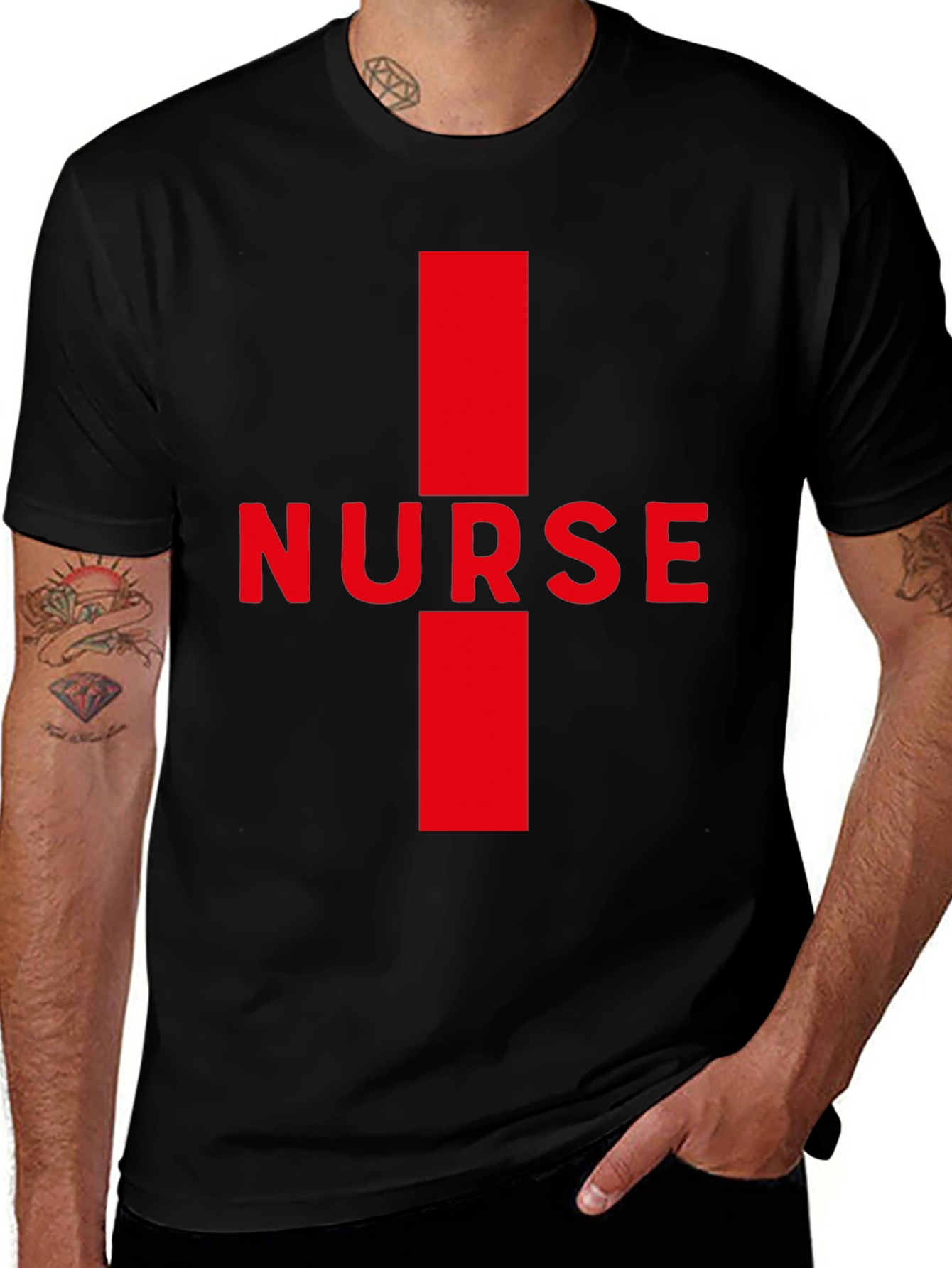 Variant 17 of Nurse Red Cross Black T-Shirt
