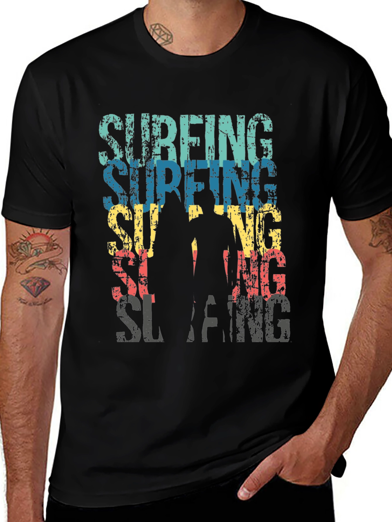 Variant 28 of Retro Surfing Graphic Black Tee