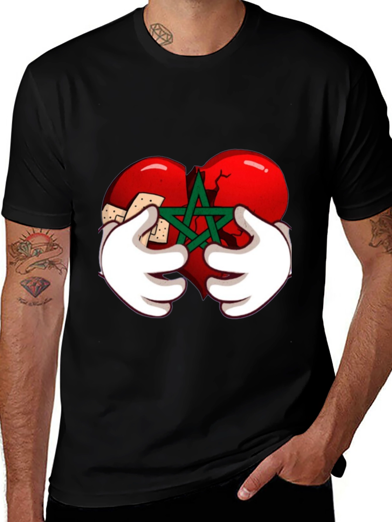 Variant 27 of Mended Heart Graphic Tee - Black Crewneck