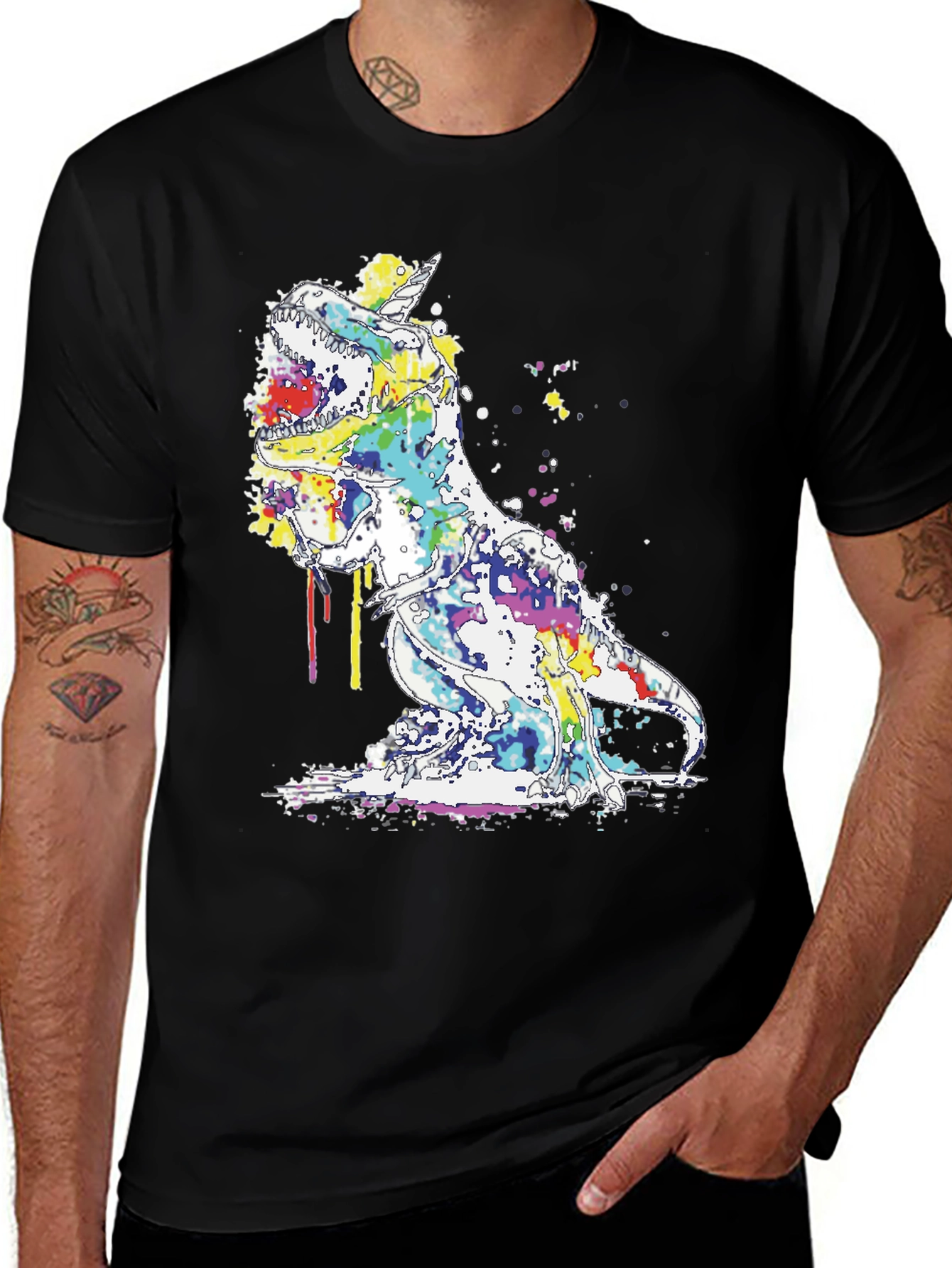 Variant 25 of Watercolor Dinosaur Graphic Tee - Unique Design