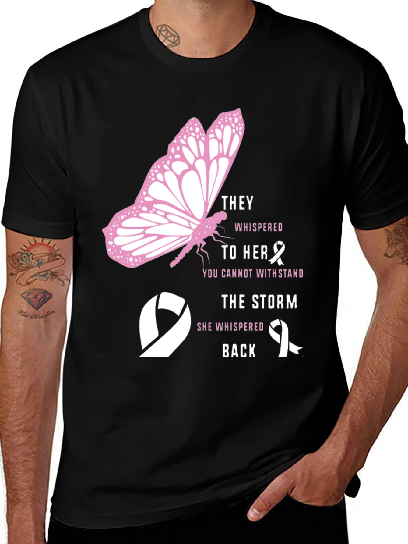 Variant 21 of Breast Cancer Awareness Butterfly Graphic T-Shirt