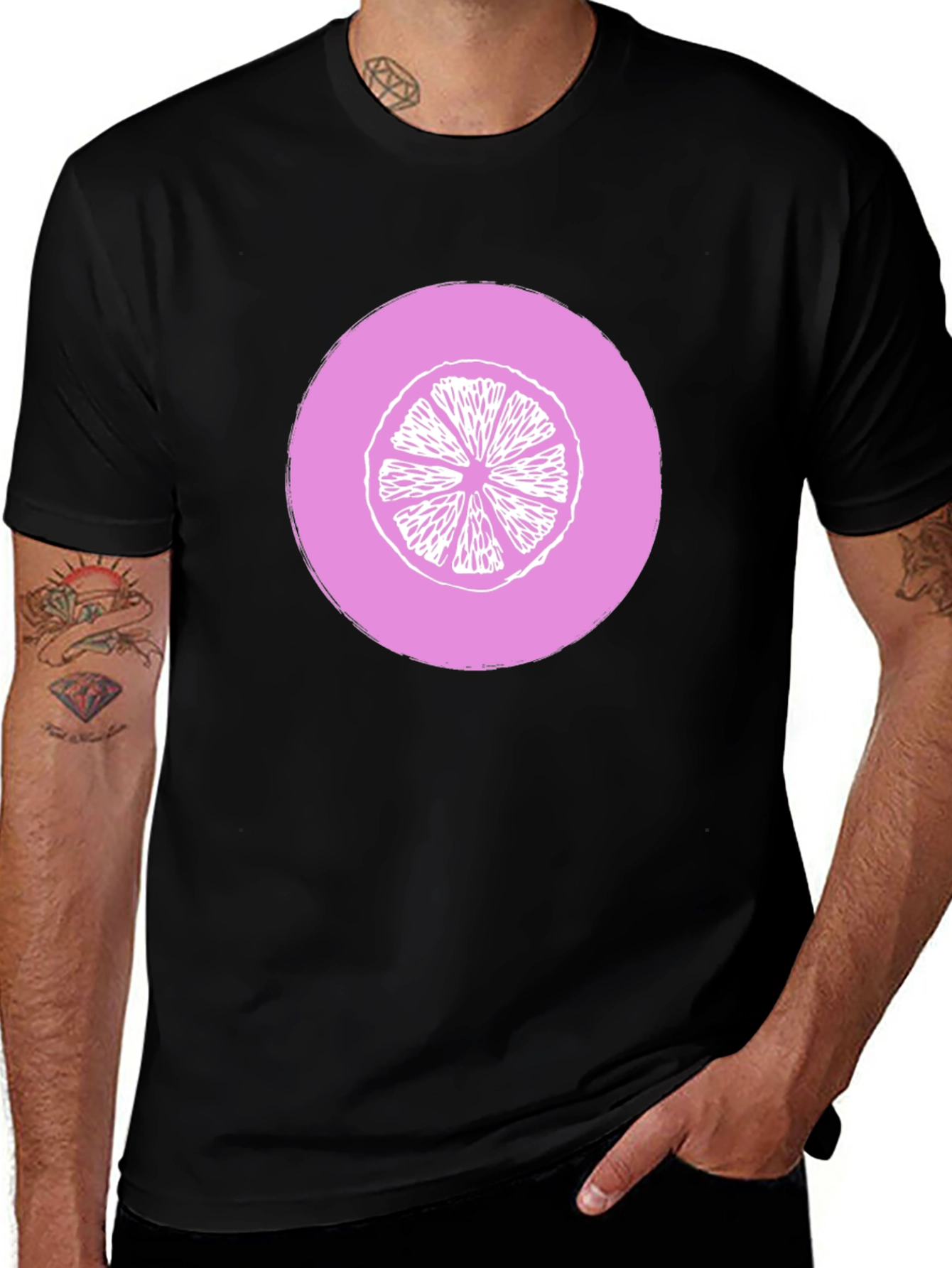 Variant 11 of Citrus Slice Graphic Tee - Unisex Black T-Shirt