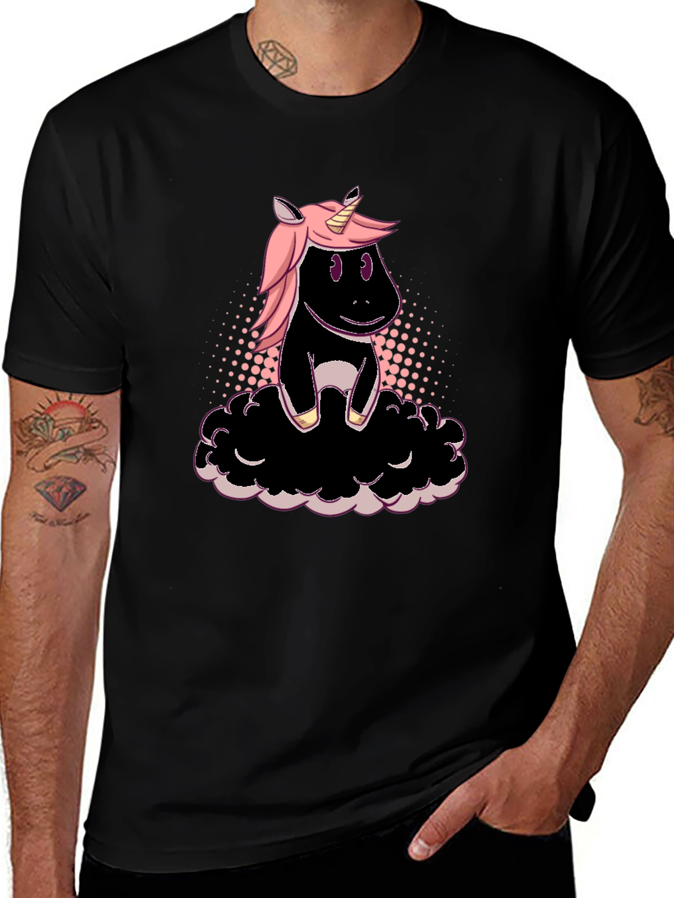 Variant 14 of Unicorn on Cloud Black T-Shirt
