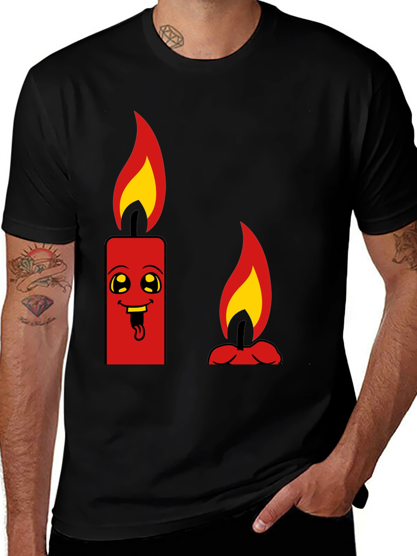 Variant 21 of Funny Candle Graphic Tee - Black Cotton T-Shirt