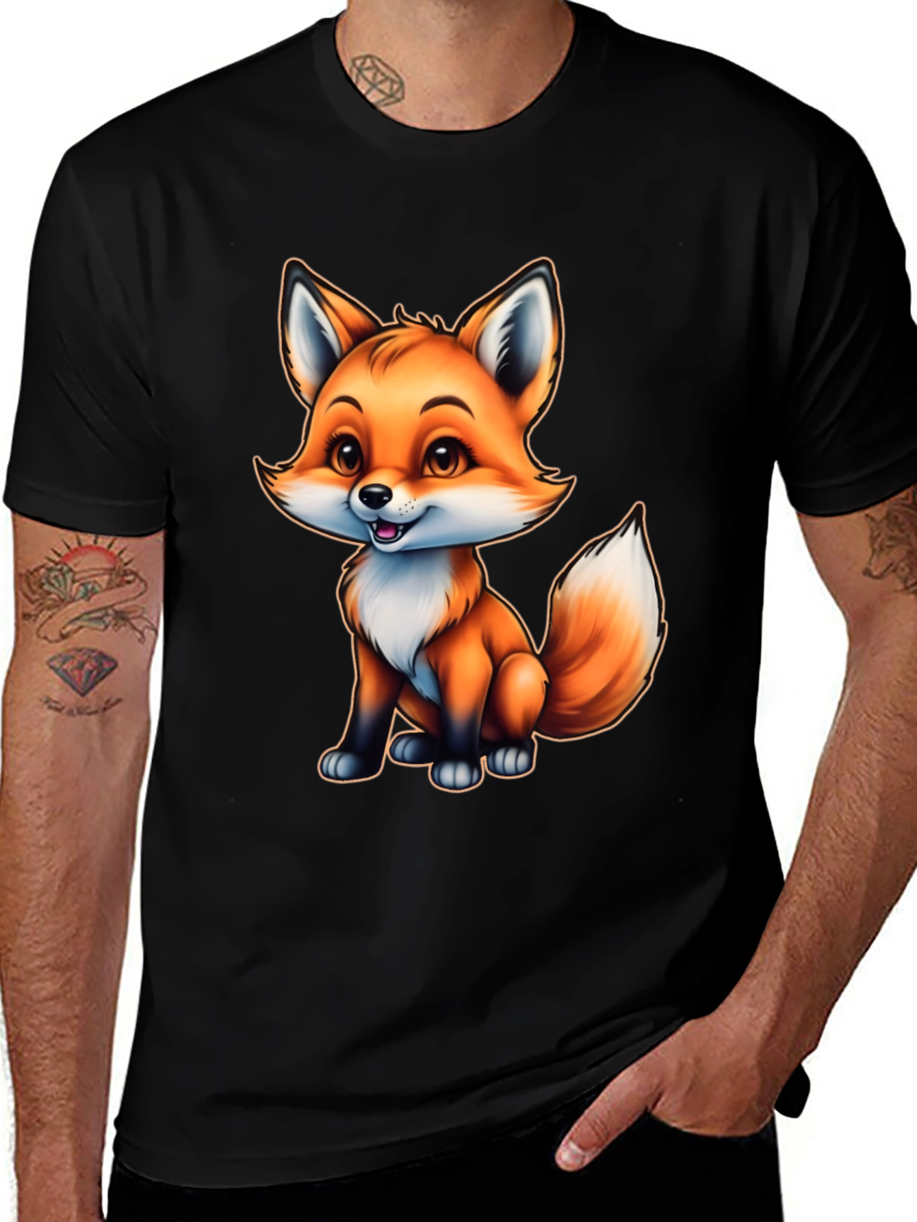 Variant 21 of Cute Cartoon Fox Graphic Tee - Unisex