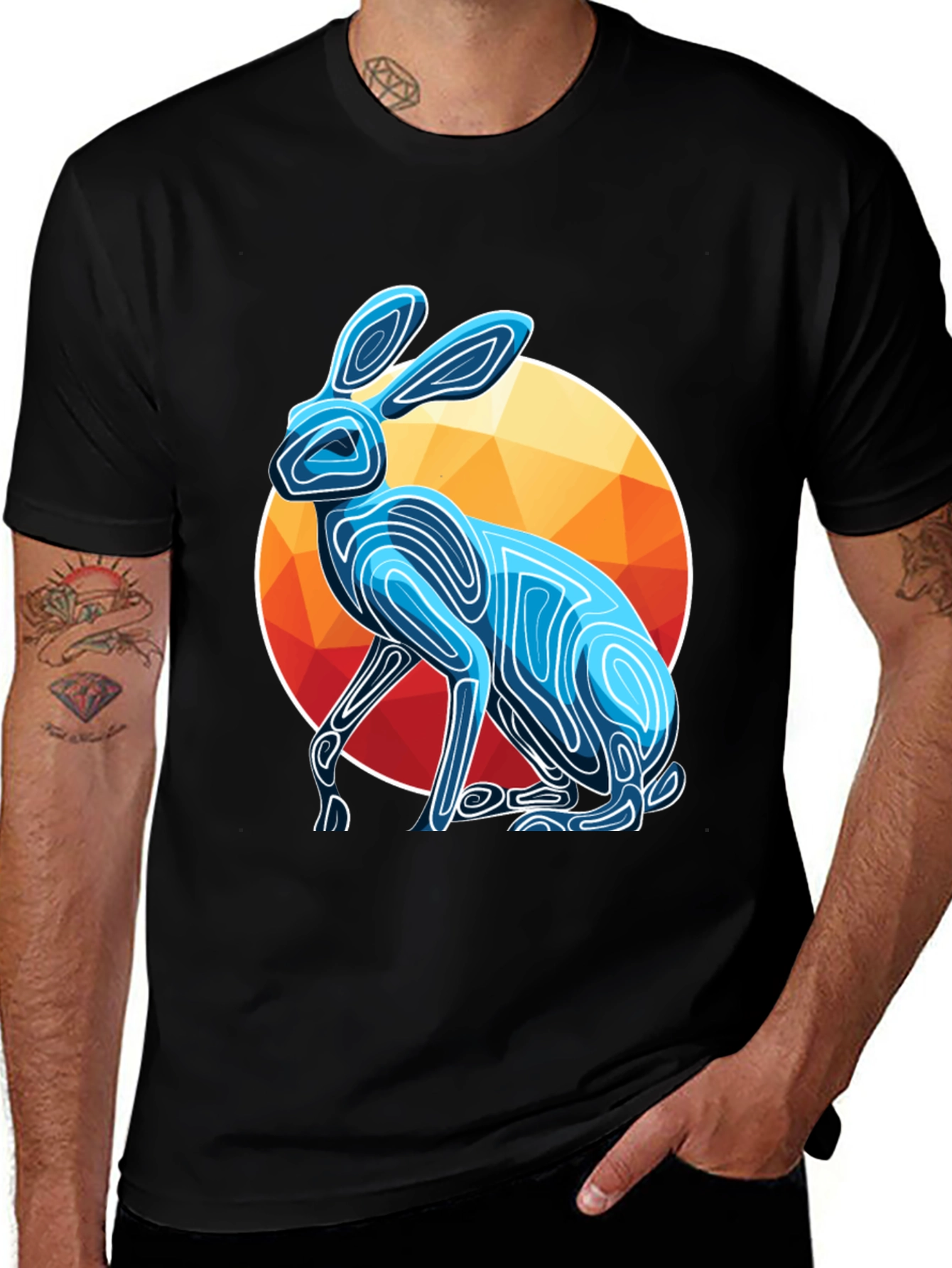 Variant 17 of Geometric Rabbit Graphic Tee - Modern Art Shirt