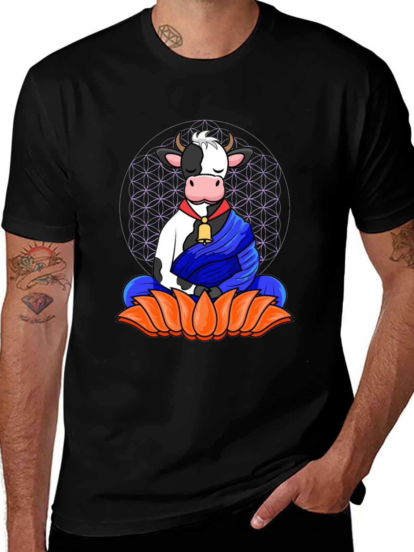 Variant 30 of Zen Cow T-Shirt - Meditating Cow Design