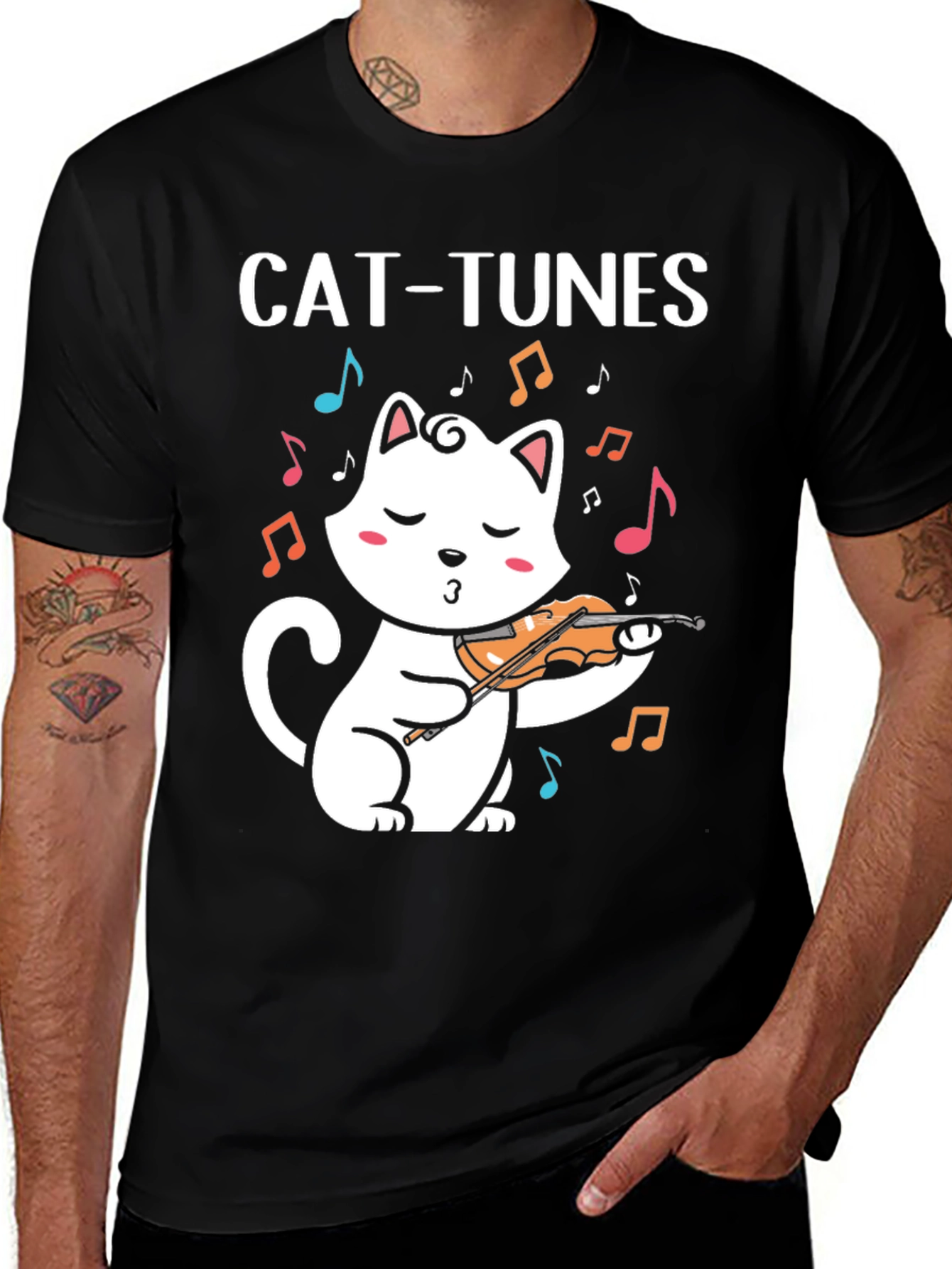 Variant 9 of Cat-Tunes Black Graphic T-Shirt