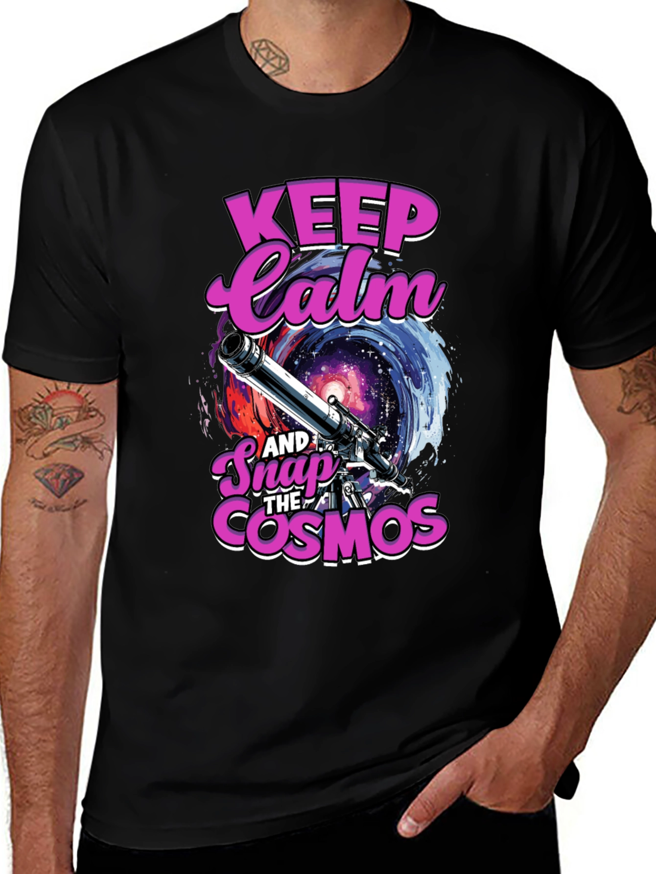 Variant 20 of Keep Calm and Snap the Cosmos Black T-Shirt