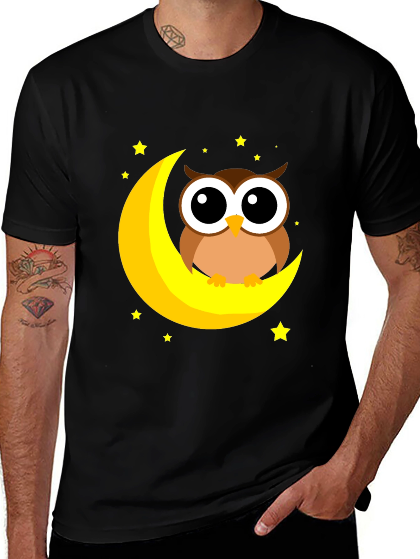 Variant 21 of Cute Owl on Moon Graphic Tee