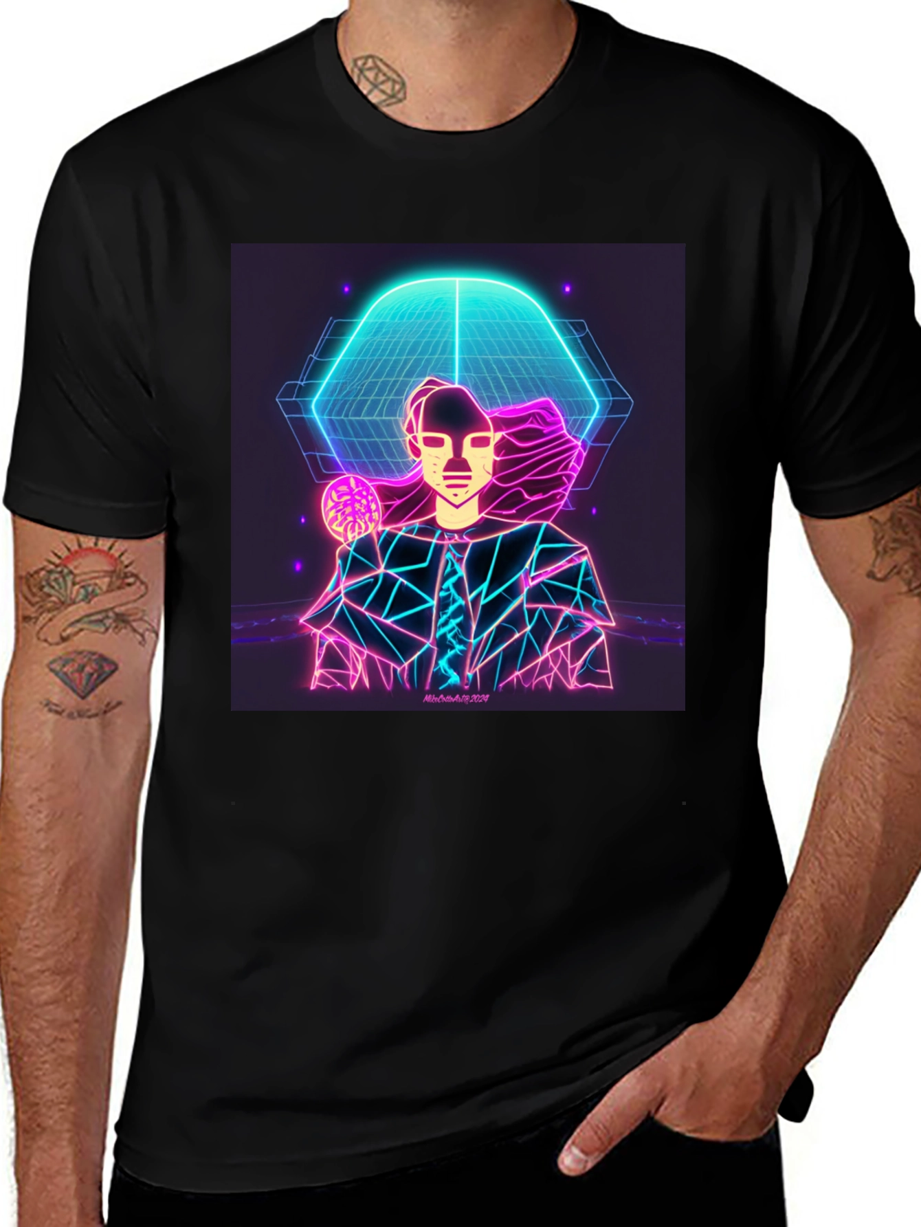 Variant 11 of Neon Man Graphic Tee - Futuristic Style