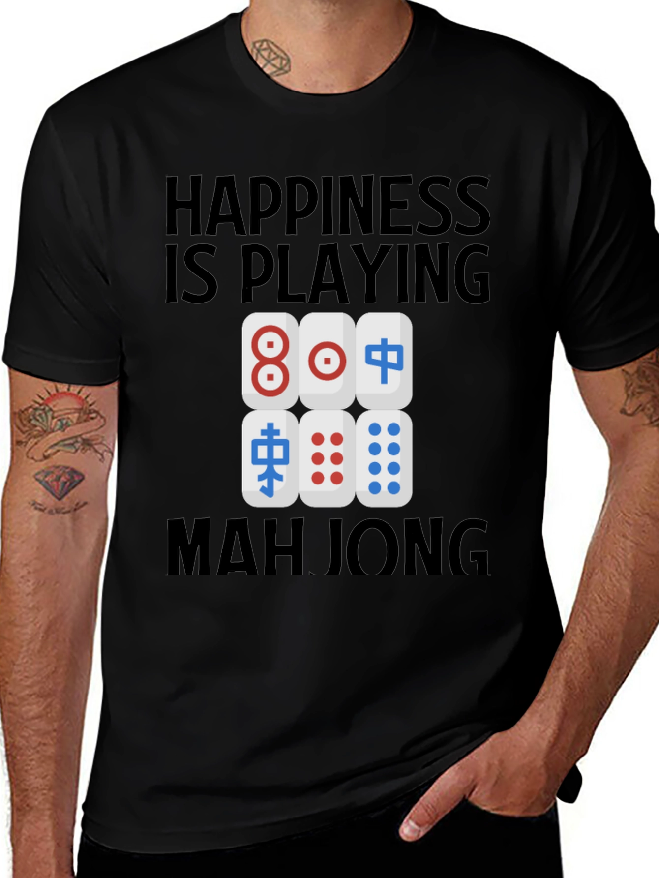 Mahjong Lover's T-Shirt: Happiness is Playing Mahjong