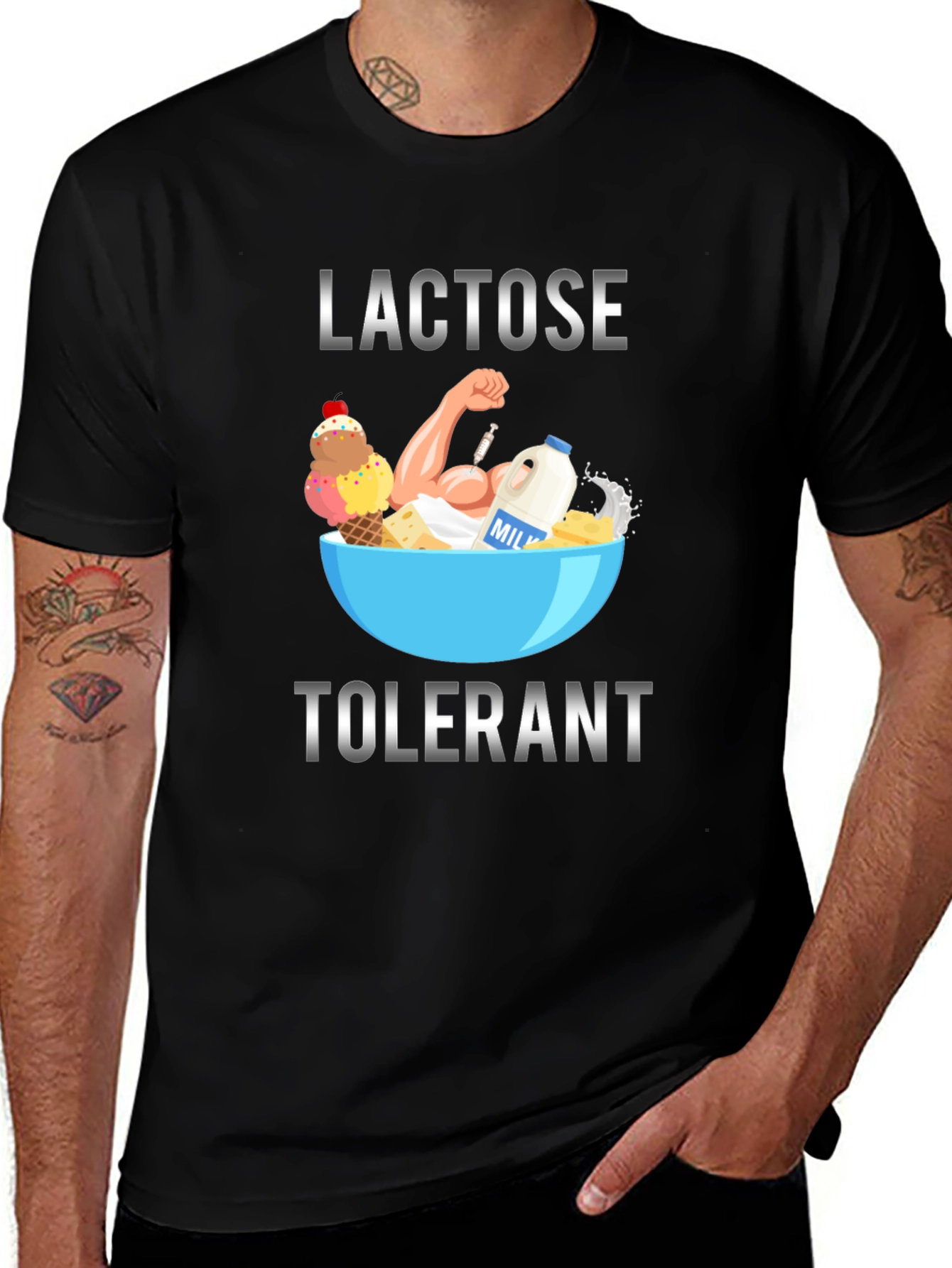 Variant 21 of Lactose Tolerant Graphic Tee - Black